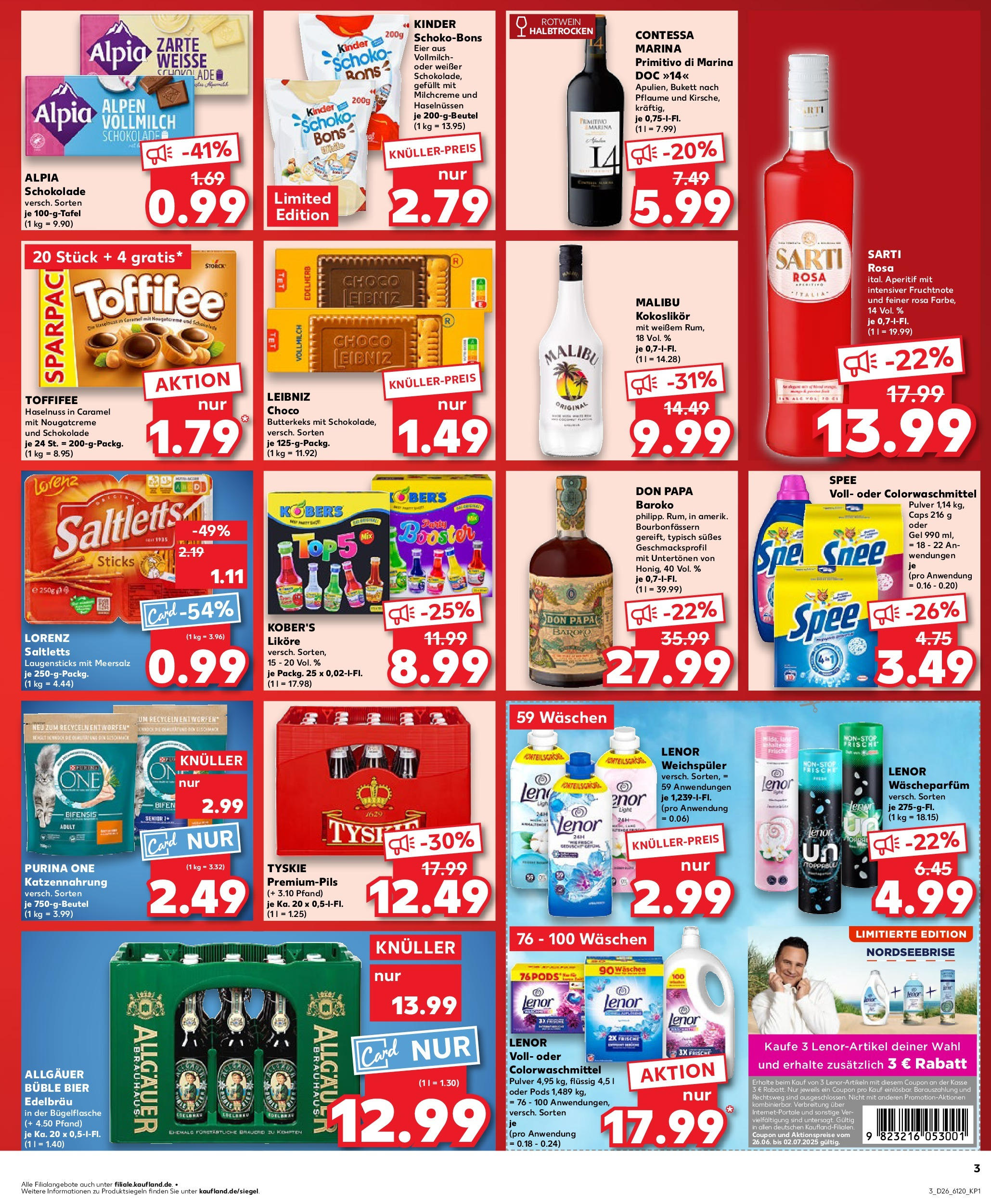 Prospekt Kaufland ab 26.06.2025 » Angebote Online zum Blättern | Seite: 3 | Produkte: Eier, Rotwein, Spee, Toffifee