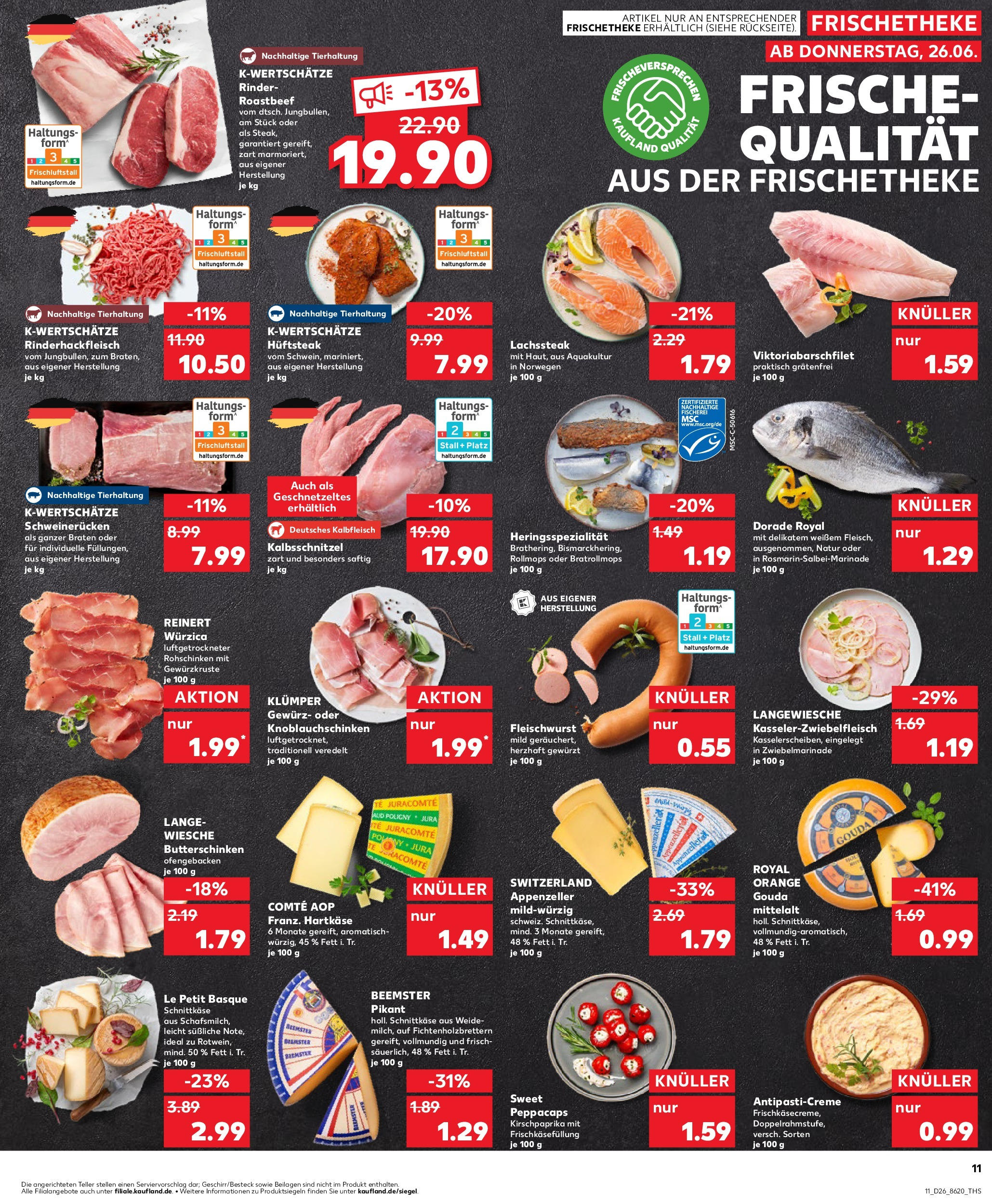 Prospekt Kaufland ab 26.06.2025 » Angebote Online zum Blättern | Seite: 11 | Produkte: Jura, Gouda, Roastbeef, Steak