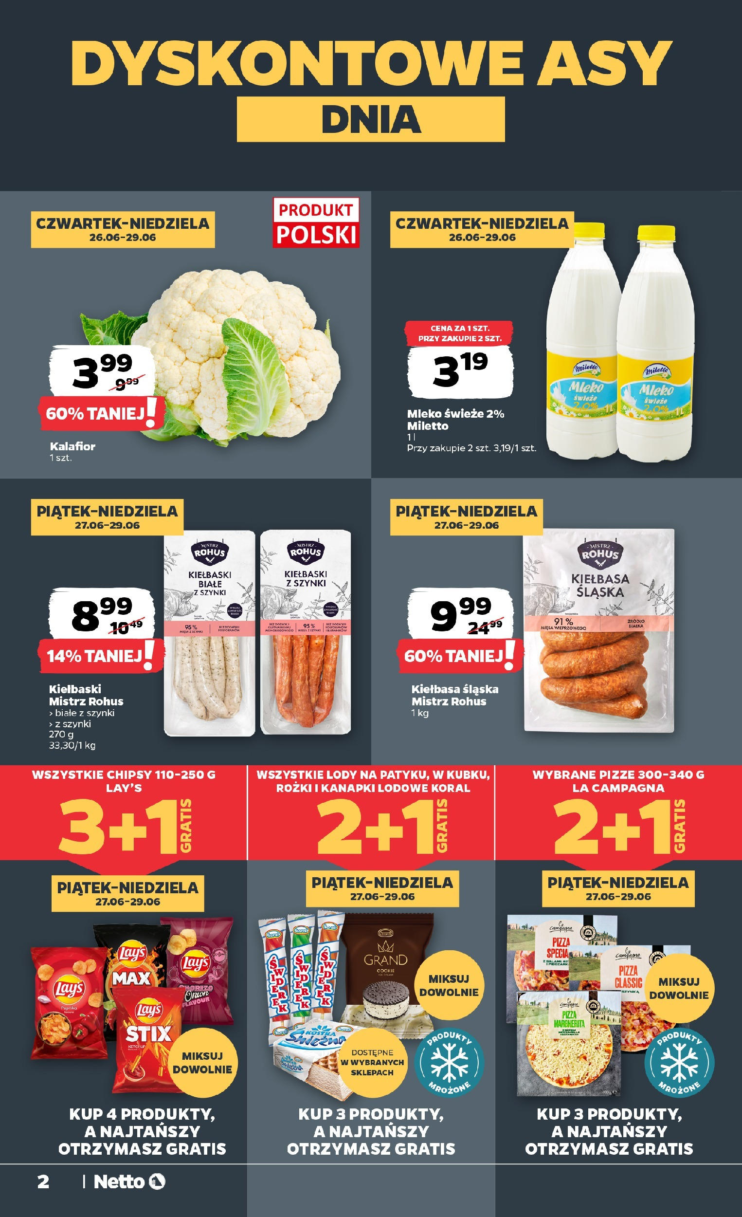 Netto gazetka - Spożywcza od 26.06.2025 - Aktualne promocje | Strona: 2 | Produkty: Kiełbasa, Kiełbasa śląska, Lody koral, Lody