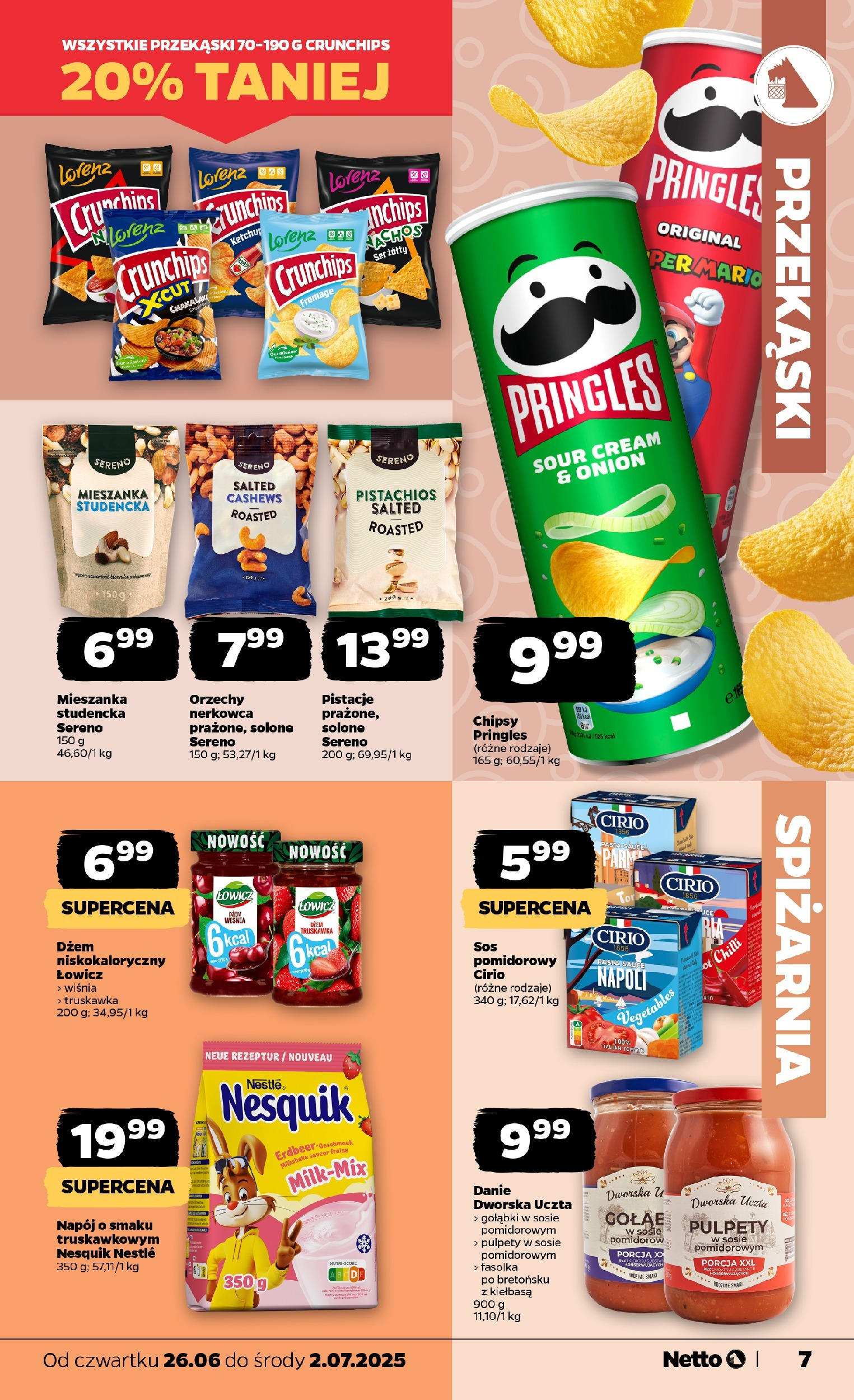 Netto gazetka - Spożywcza od 26.06.2025 - Aktualne promocje | Strona: 7 | Produkty: Chipsy, Nachos, Ser, Orzechy