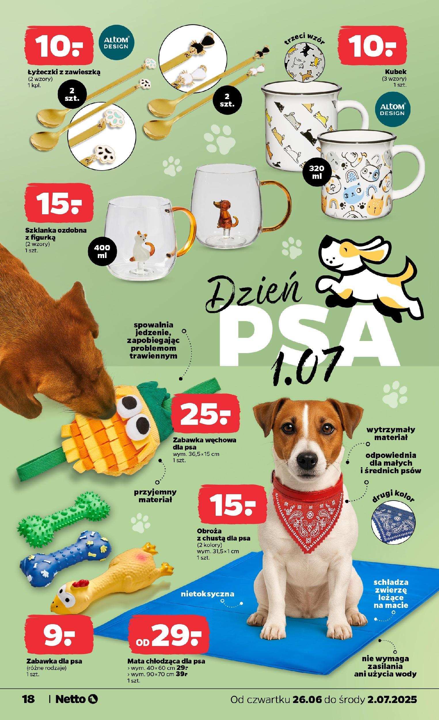 Netto gazetka - Spożywcza od 26.06.2025 - Aktualne promocje | Strona: 18 | Produkty: Szklanka, Zabawka dla psa