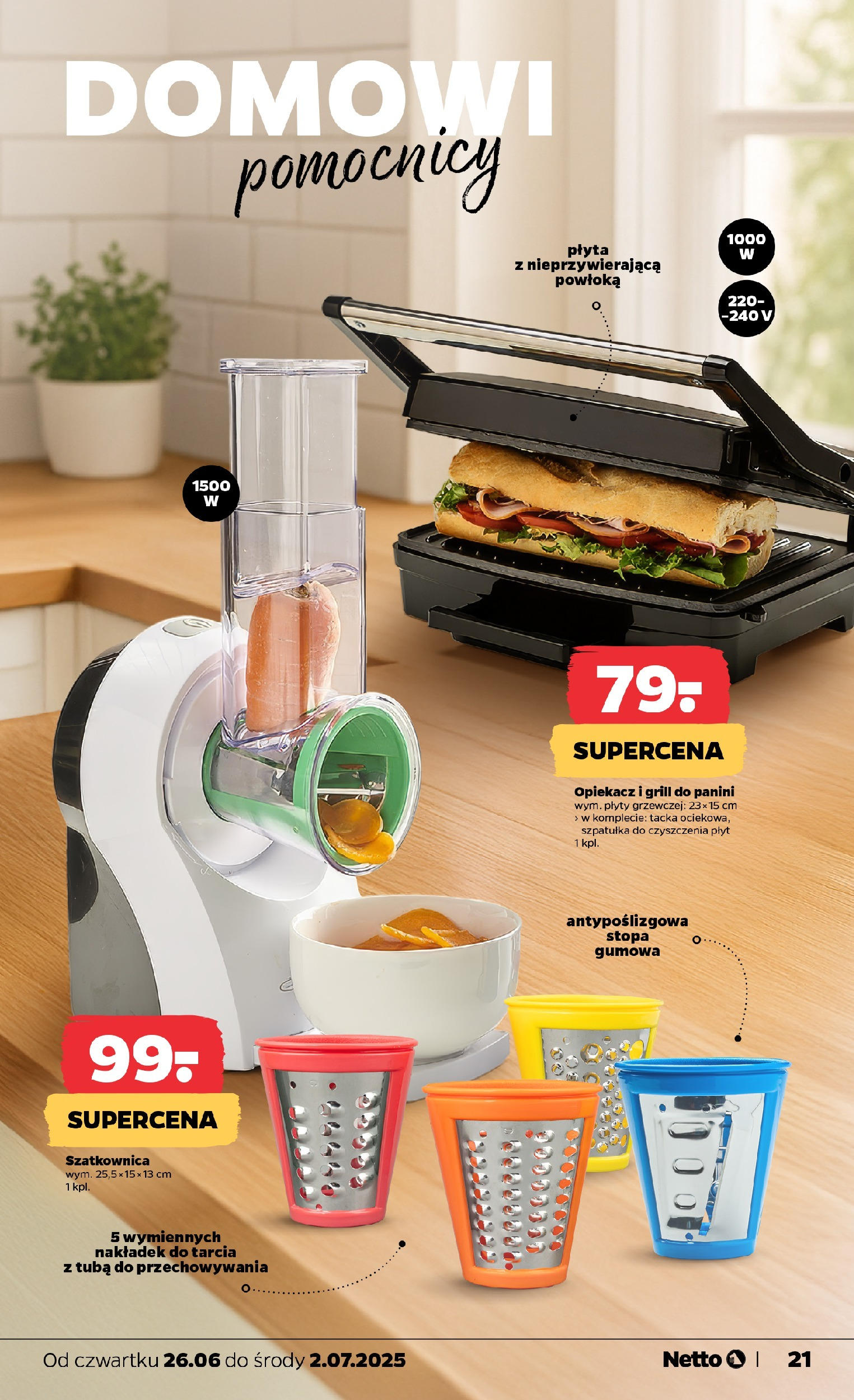 Netto gazetka - Spożywcza od 26.06.2025 - Aktualne promocje | Strona: 21 | Produkty: Grill, Opiekacz, Plyty, Panini