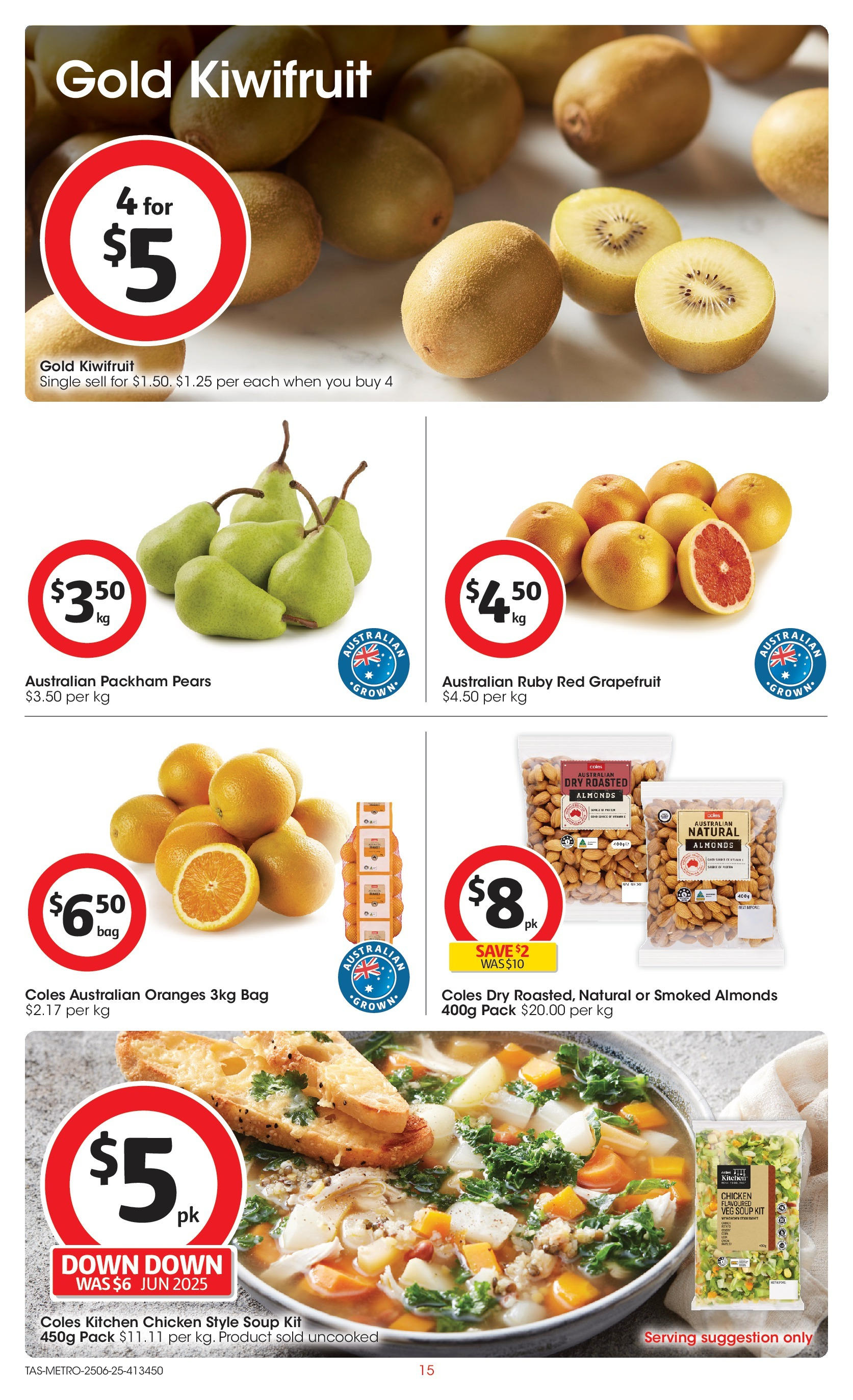﻿﻿Coles catalogue valid from 24/06/2025 > Online Australia | Page: 15 | Products: Almonds, Oranges, Kiwifruit, Grapefruit