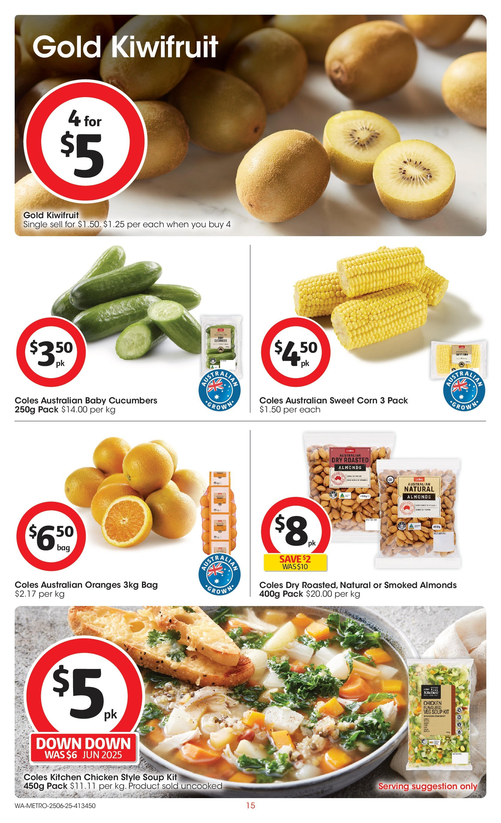 ﻿﻿Coles catalogue valid from 25/06/2025 > Online Australia | Page: 15 | Products: Champagne Marquis de Vauzelle, Oranges, Cucumbers, Bag