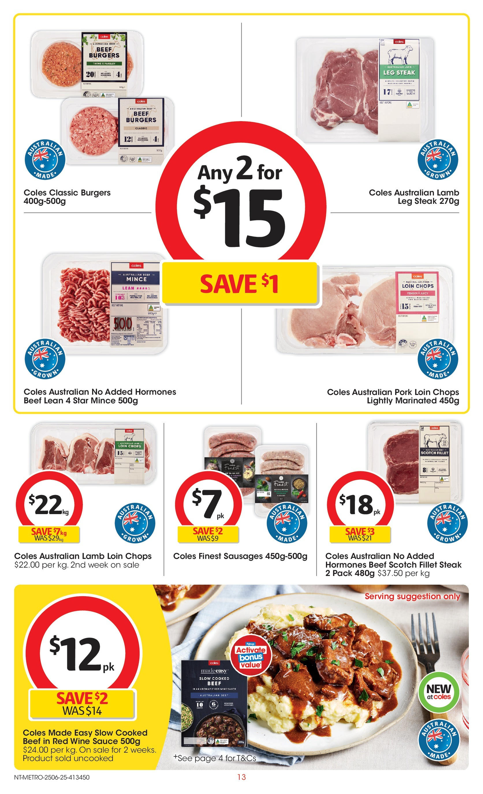 ﻿﻿Coles catalogue valid from 25/06/2025 > Online Australia | Page: 13 | Products: Chocolat Villars, Pork, Lamb, Beef