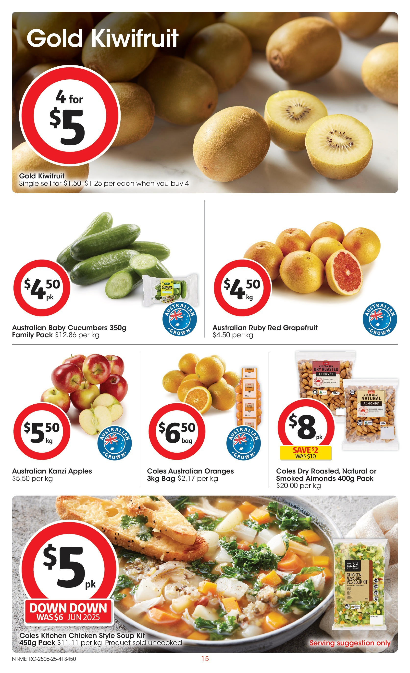 ﻿﻿Coles catalogue valid from 25/06/2025 > Online Australia | Page: 15 | Products: Chicken, Kiwifruit, Cucumbers, Grapefruit