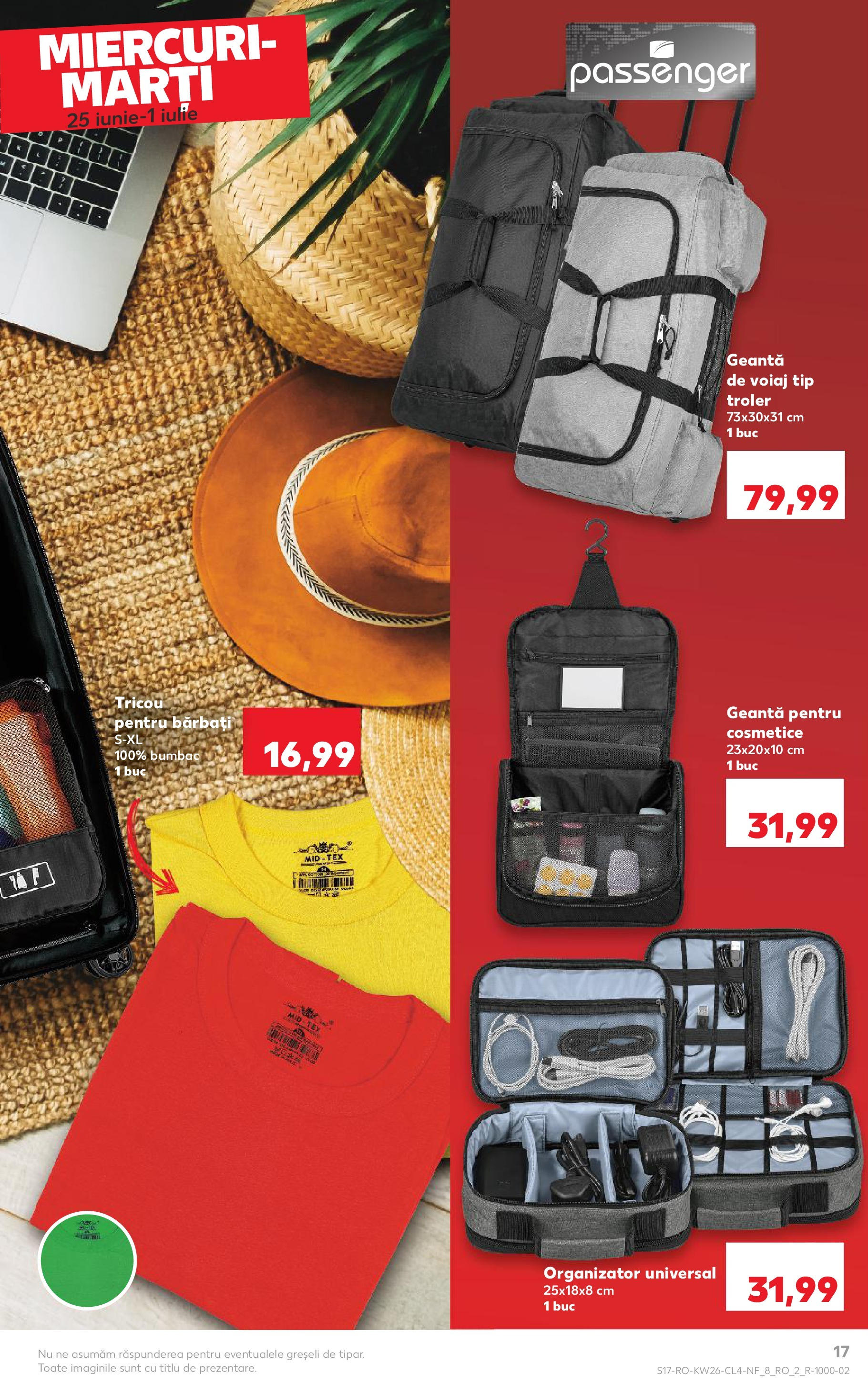 Catalog Kaufland - Nonfood 25.06.2025 - Revista si Oferta | Pagină: 17 | Produse: Geantă de voiaj, Geantă, Kestane, Tricou