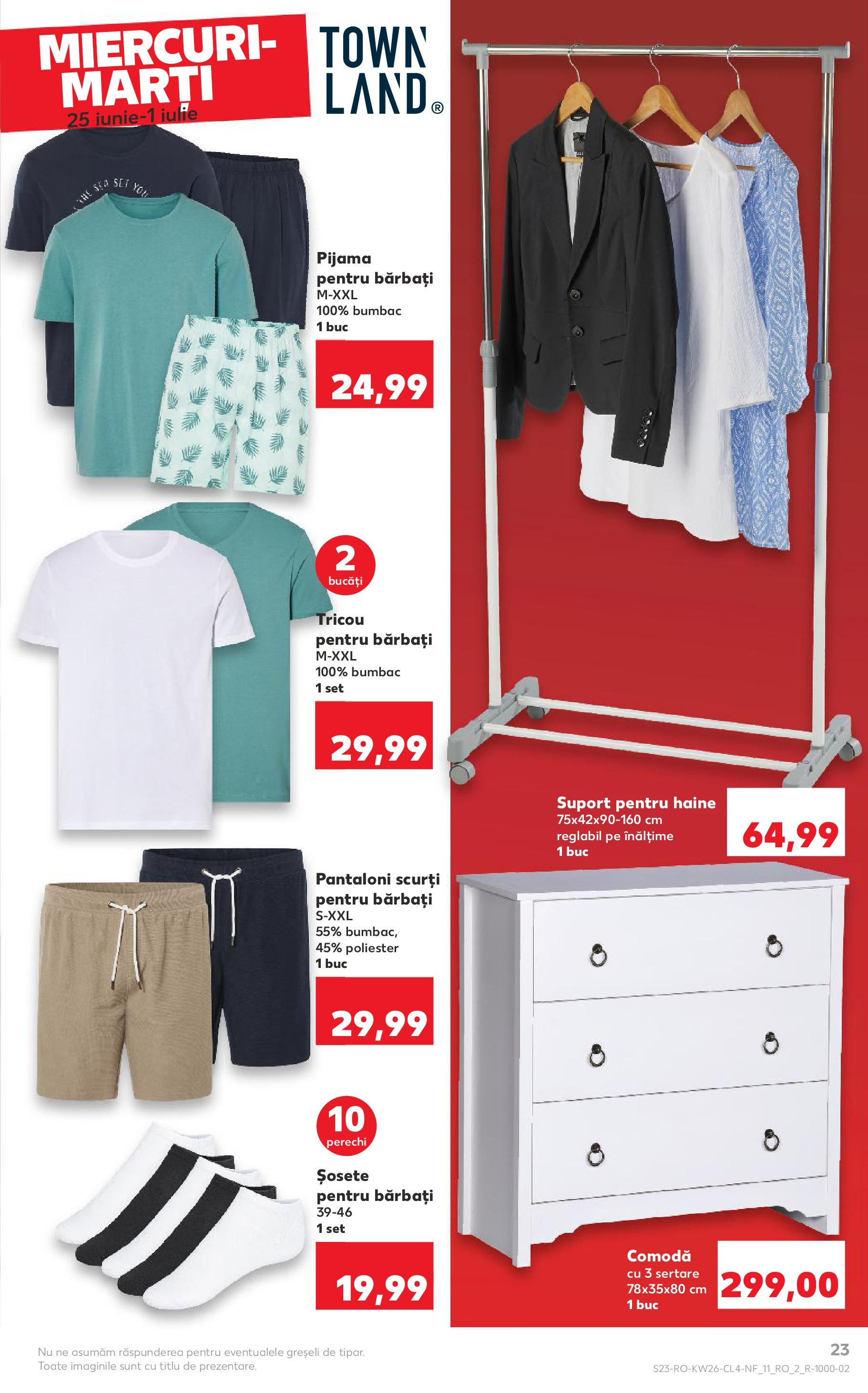 Catalog Kaufland - Nonfood 25.06.2025 - Revista si Oferta | Pagină: 23 | Produse: Tricou, Pantaloni, Pantaloni scurți, Șosete