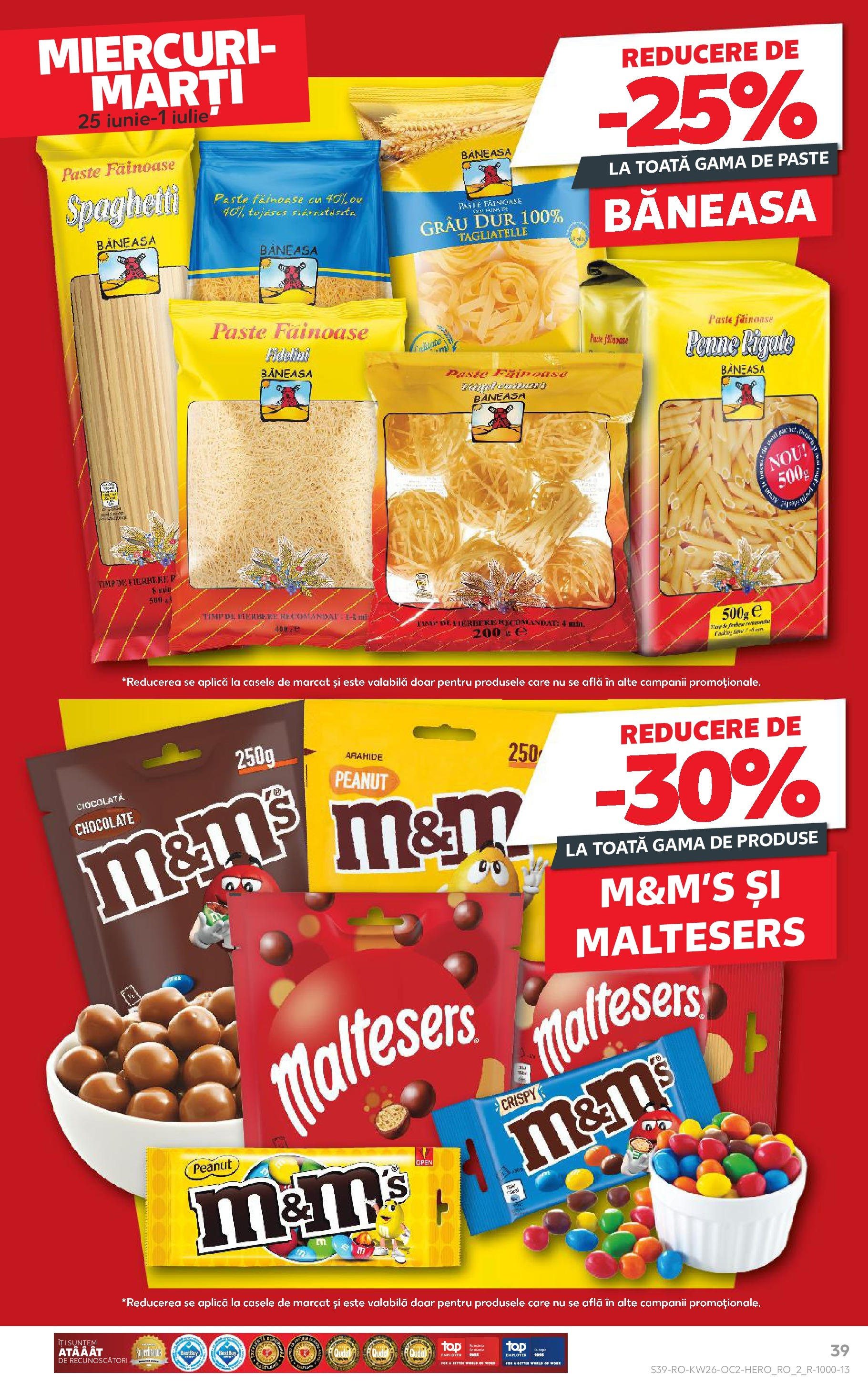 Catalog Kaufland - Râmnicu Vâlcea 25.06.2025 - Revista si Oferta | Pagină: 39 | Produse: Arahide, Ciocolată, Paste