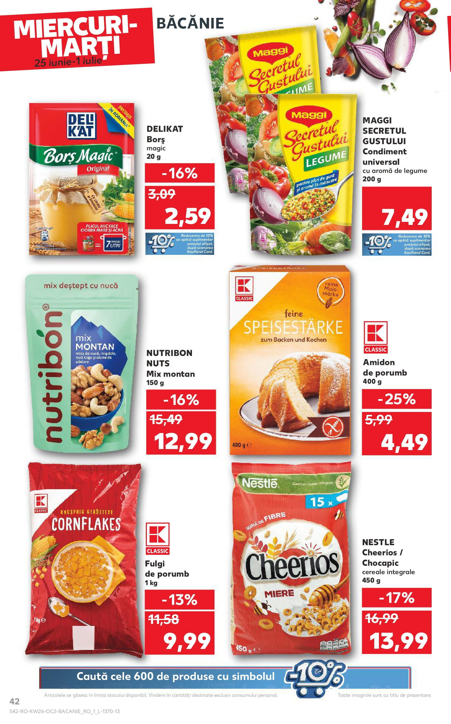 Catalog Kaufland - Râmnicu Vâlcea 25.06.2025 - Revista si Oferta | Pagină: 42 | Produse: Caju, Fulgi, Porumb, Legume