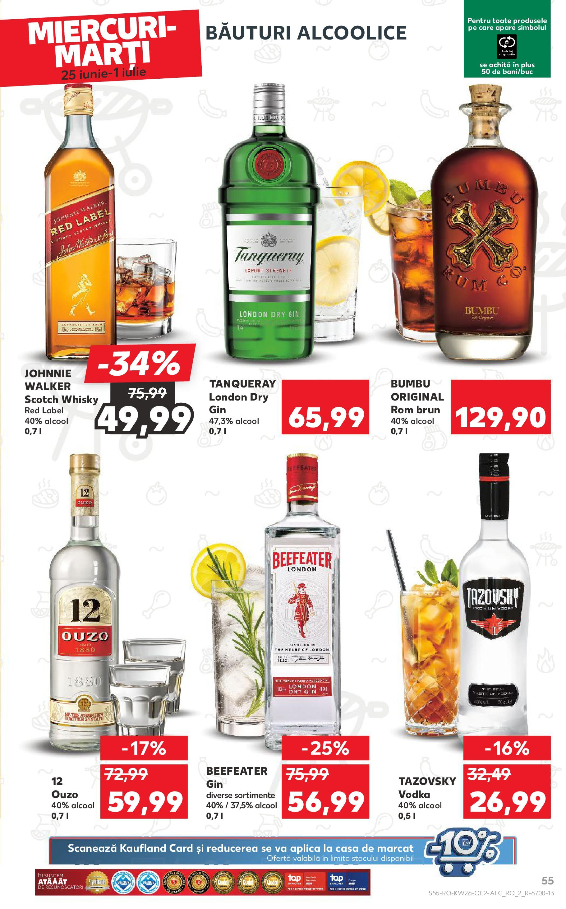 Catalog Kaufland - Râmnicu Vâlcea 25.06.2025 - Revista si Oferta | Pagină: 55 | Produse: Rom, Gin, Vodka