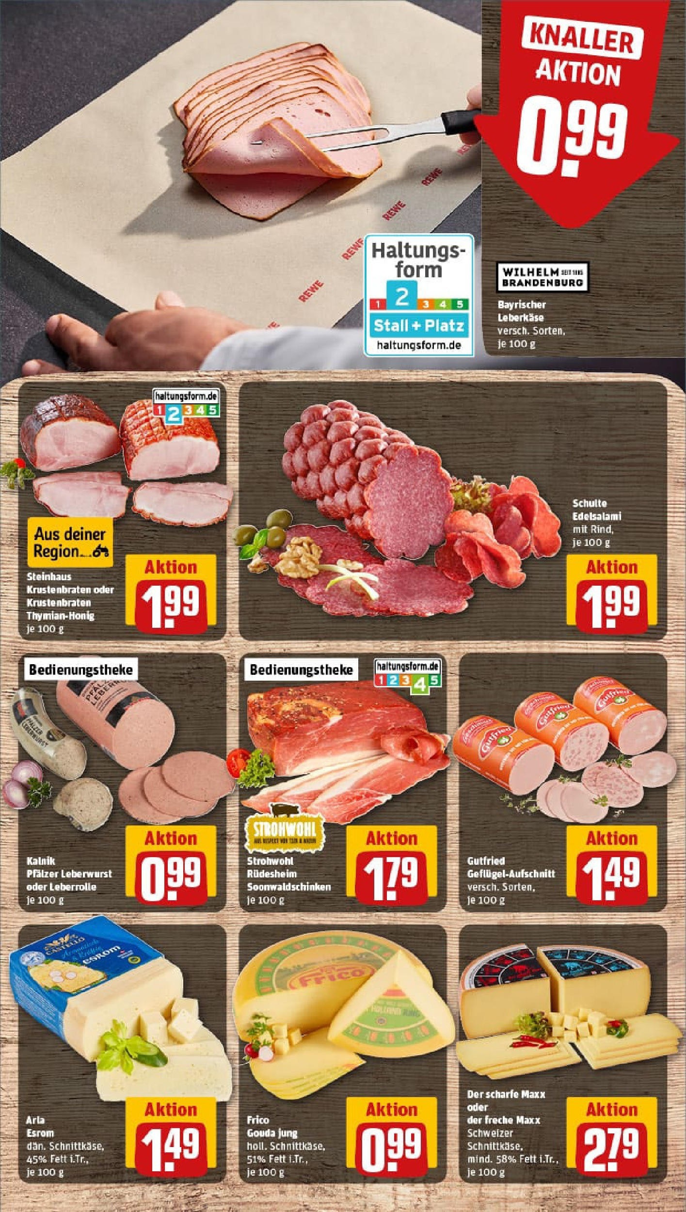 REWE Prospekt ab 23.06.2025 zum Blättern » Angebote | Seite: 9 | Produkte: Gouda, Krustenbraten, Salami, Leberkase