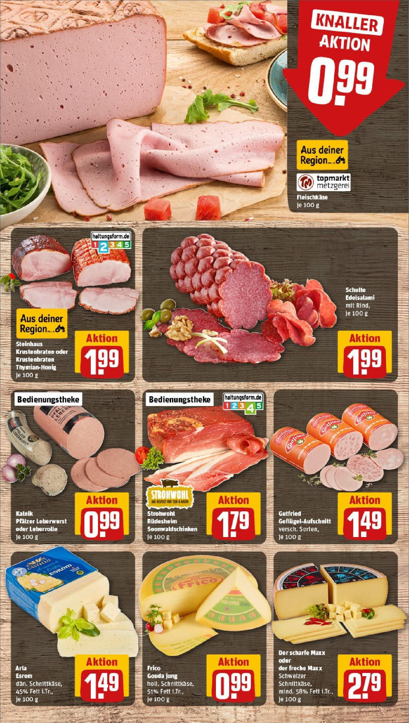 REWE Prospekt ab 22.06.2025 zum Blättern » Angebote | Seite: 9 | Produkte: Gouda, Krustenbraten, Salami