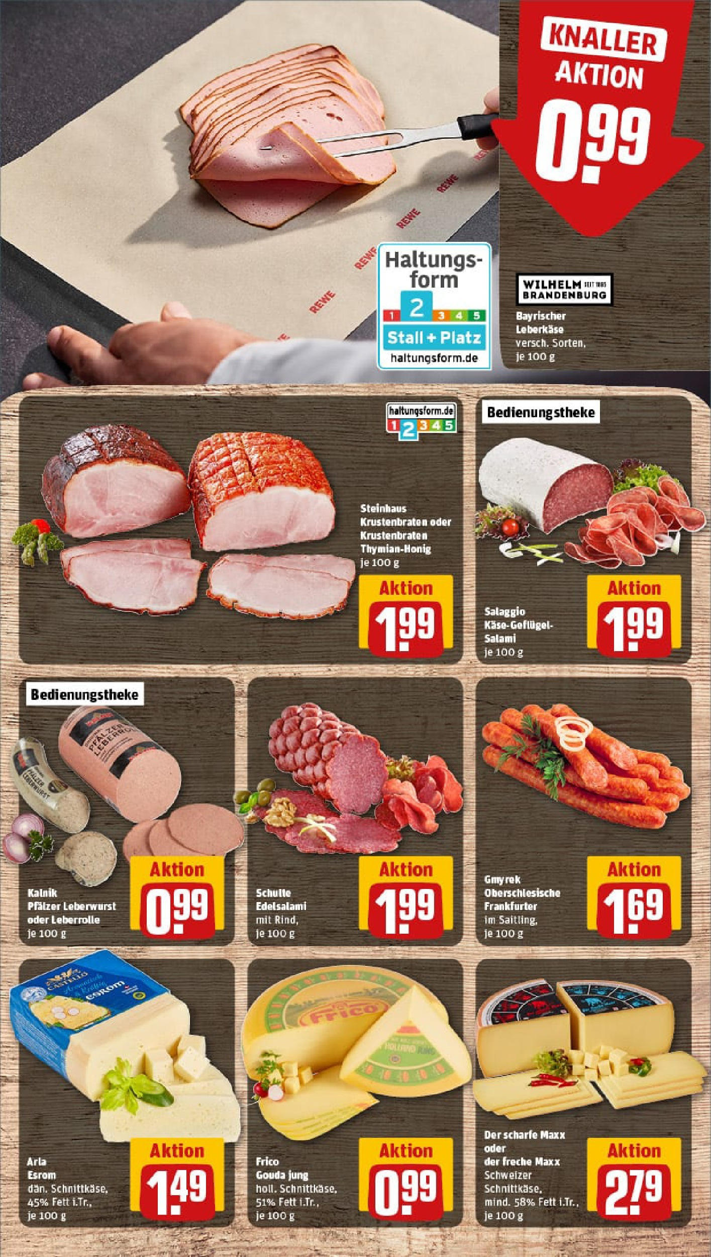 REWE Prospekt ab 23.06.2025 zum Blättern » Angebote | Seite: 9 | Produkte: Gouda, Krustenbraten, Salami, Leberkase