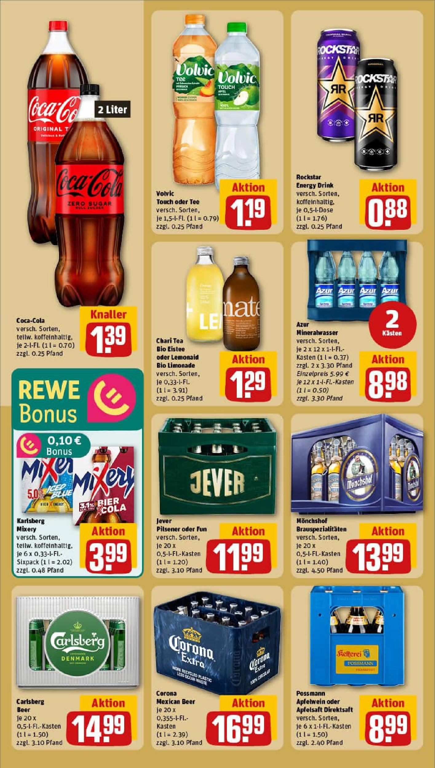 REWE Prospekt ab 22.06.2025 zum Blättern » Angebote | Seite: 14 | Produkte: Carlsberg, Limonade, Tee, Volvic