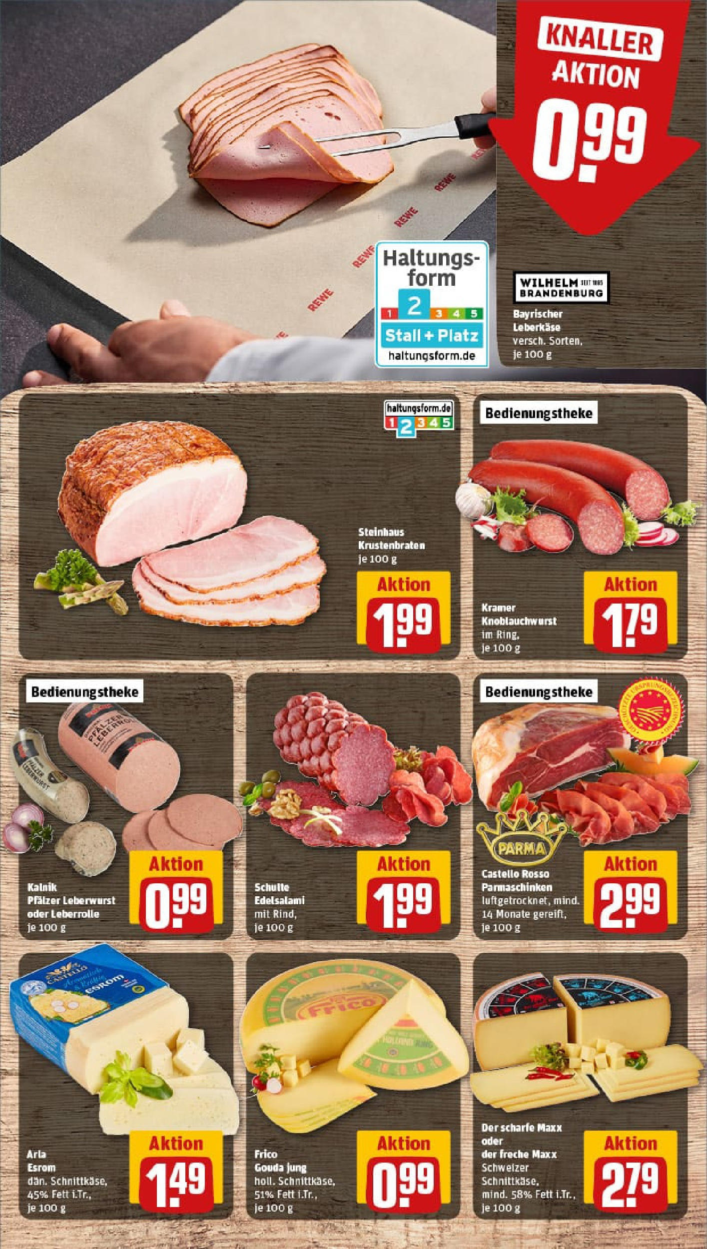 REWE Prospekt ab 22.06.2025 zum Blättern » Angebote | Seite: 9 | Produkte: Gouda, Krustenbraten, Salami, Leberkase