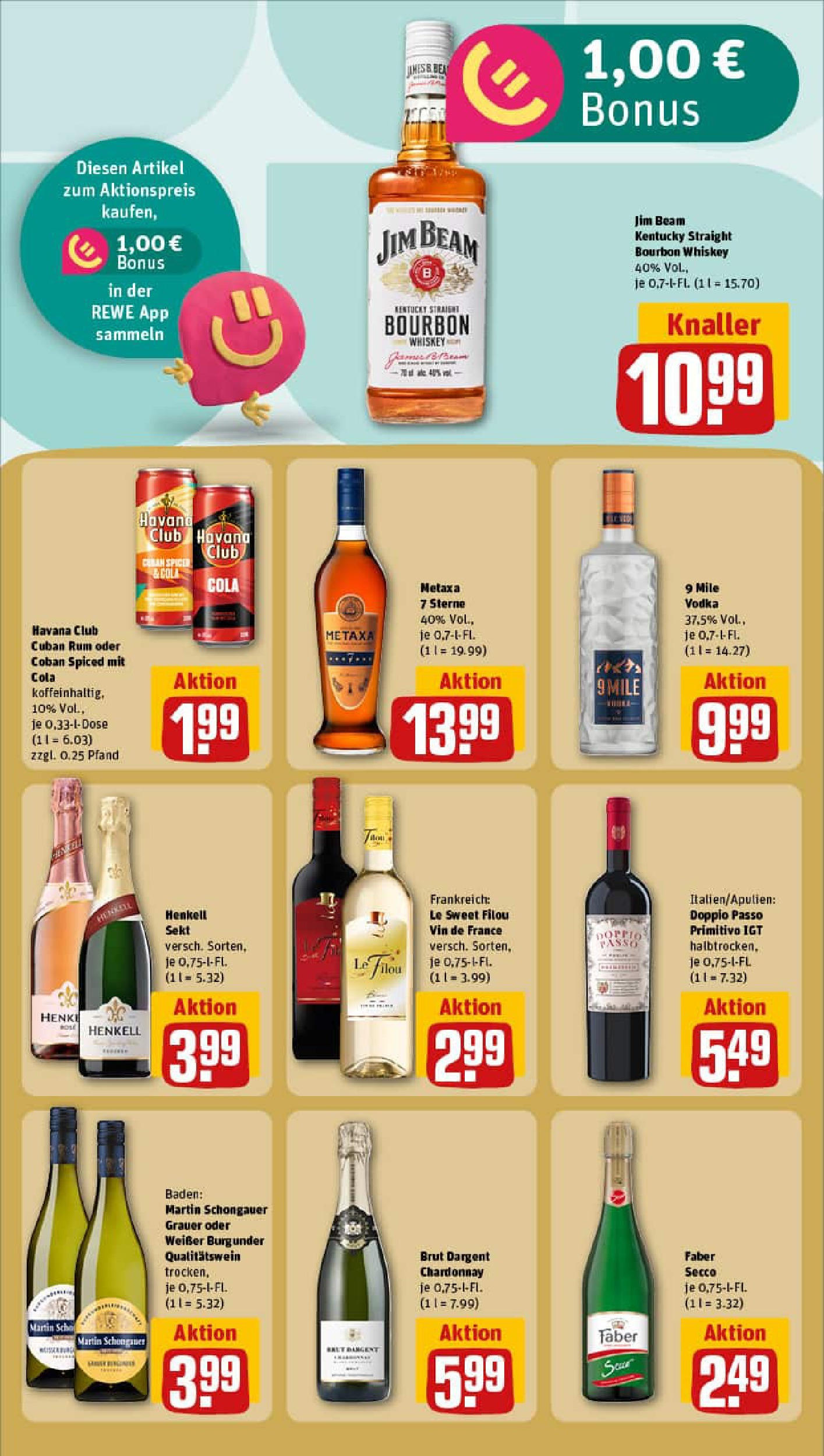 REWE Prospekt ab 22.06.2025 zum Blättern » Angebote | Seite: 15 | Produkte: Havana club, Jim beam, Sekt, Rum