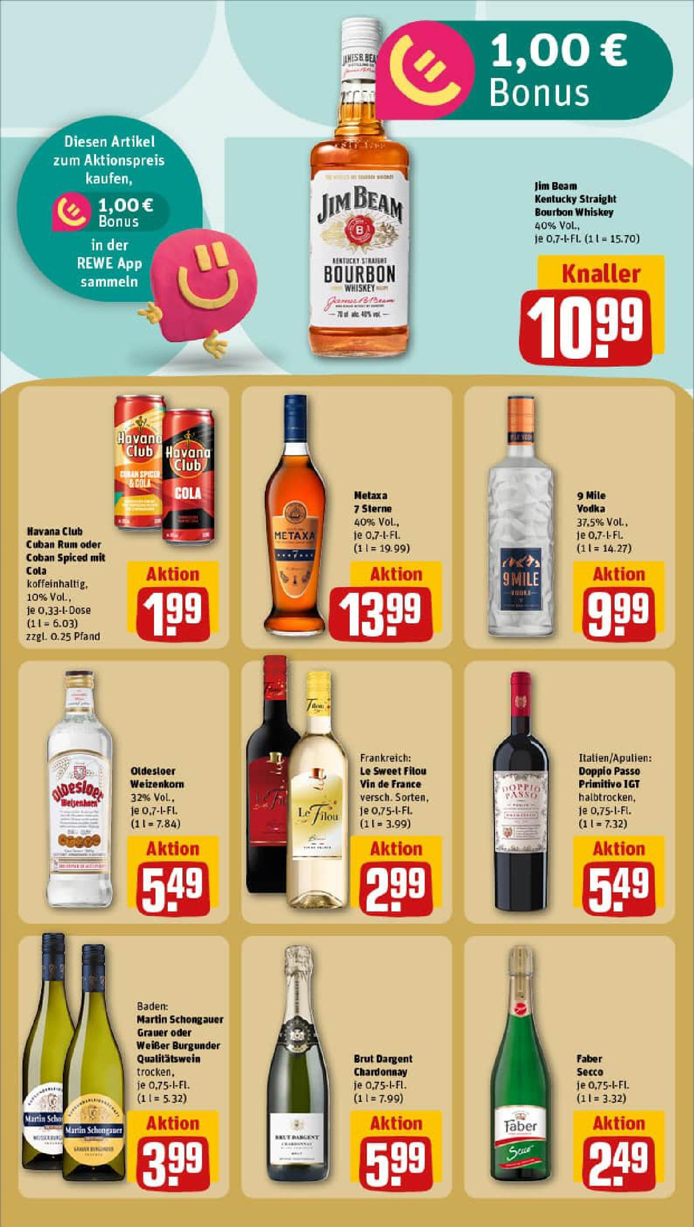REWE Prospekt ab 23.06.2025 zum Blättern » Angebote | Seite: 21 | Produkte: Jim beam, Le filou, Cola, Whiskey