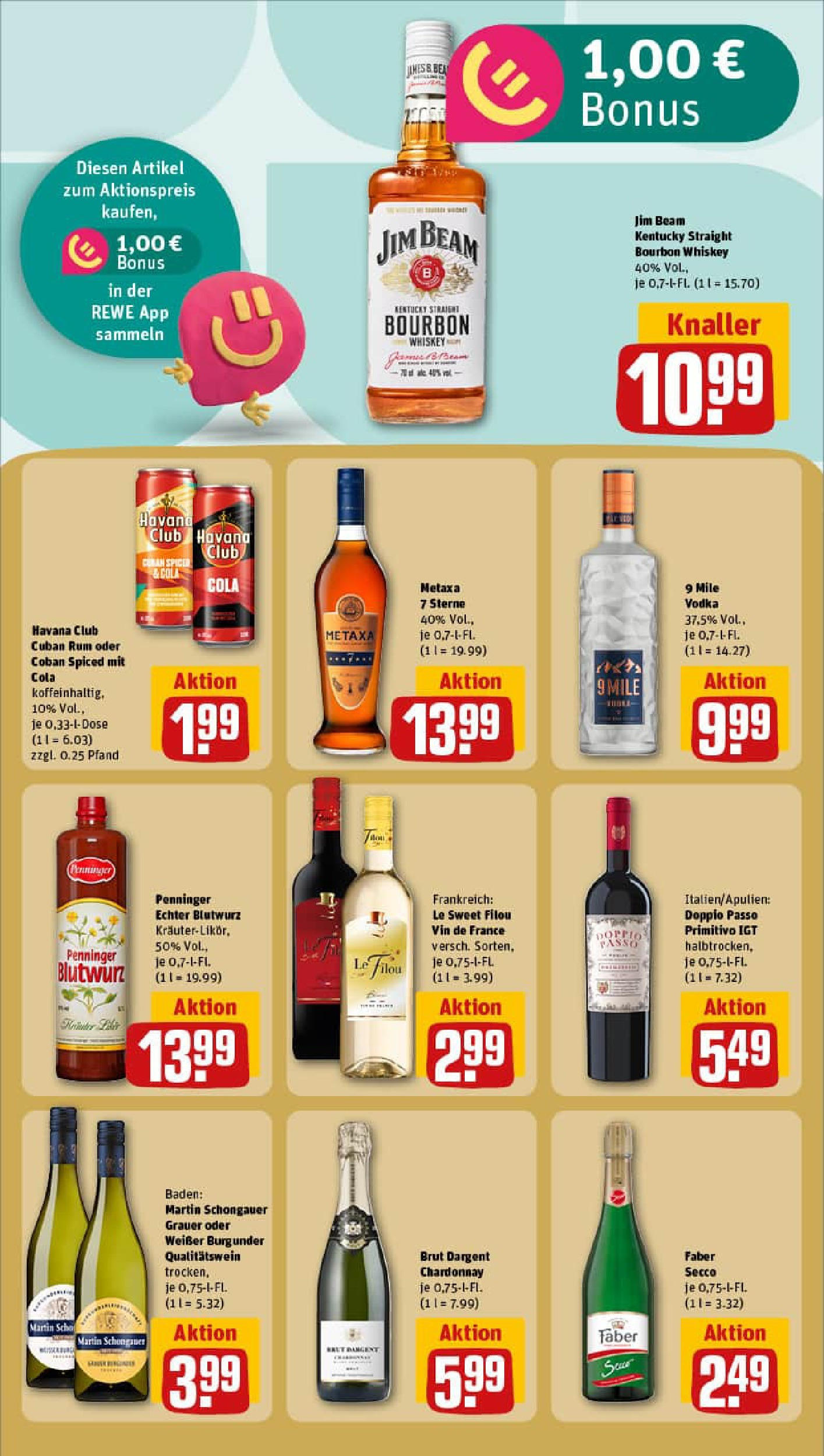 REWE Prospekt ab 22.06.2025 zum Blättern » Angebote | Seite: 21 | Produkte: Havana club, Brut dargent, Bourbon, Whiskey