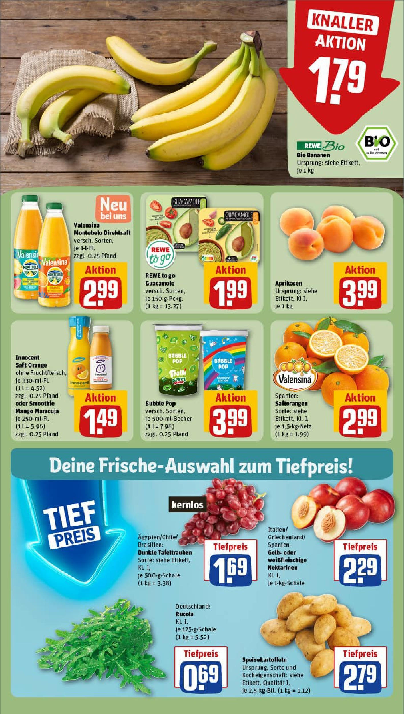 REWE Prospekt ab 22.06.2025 zum Blättern » Angebote | Seite: 6 | Produkte: Rucola, Valensina, Mango, Saft