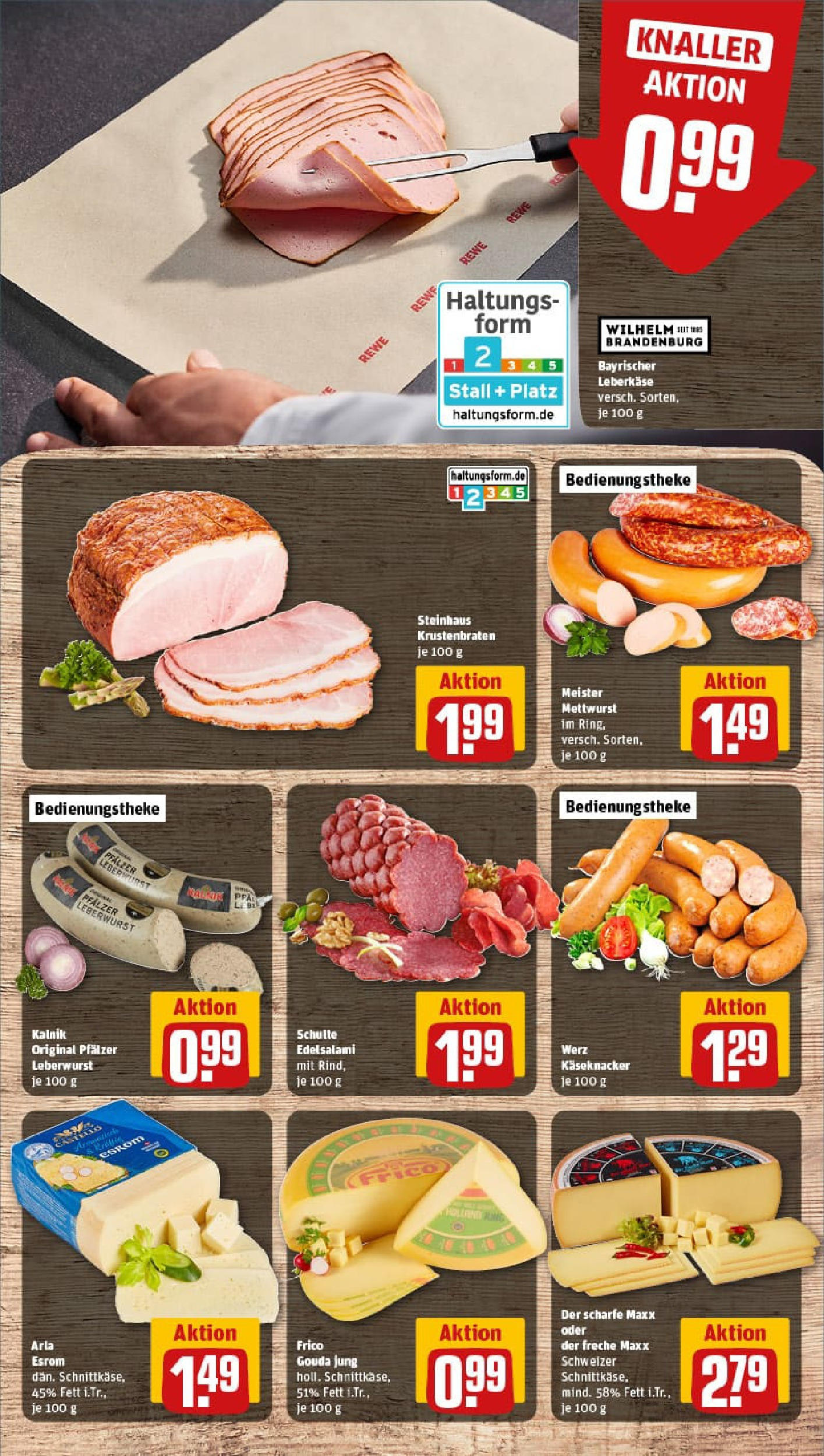 REWE Prospekt ab 22.06.2025 zum Blättern » Angebote | Seite: 9 | Produkte: Gouda, Krustenbraten, Salami, Leberkase
