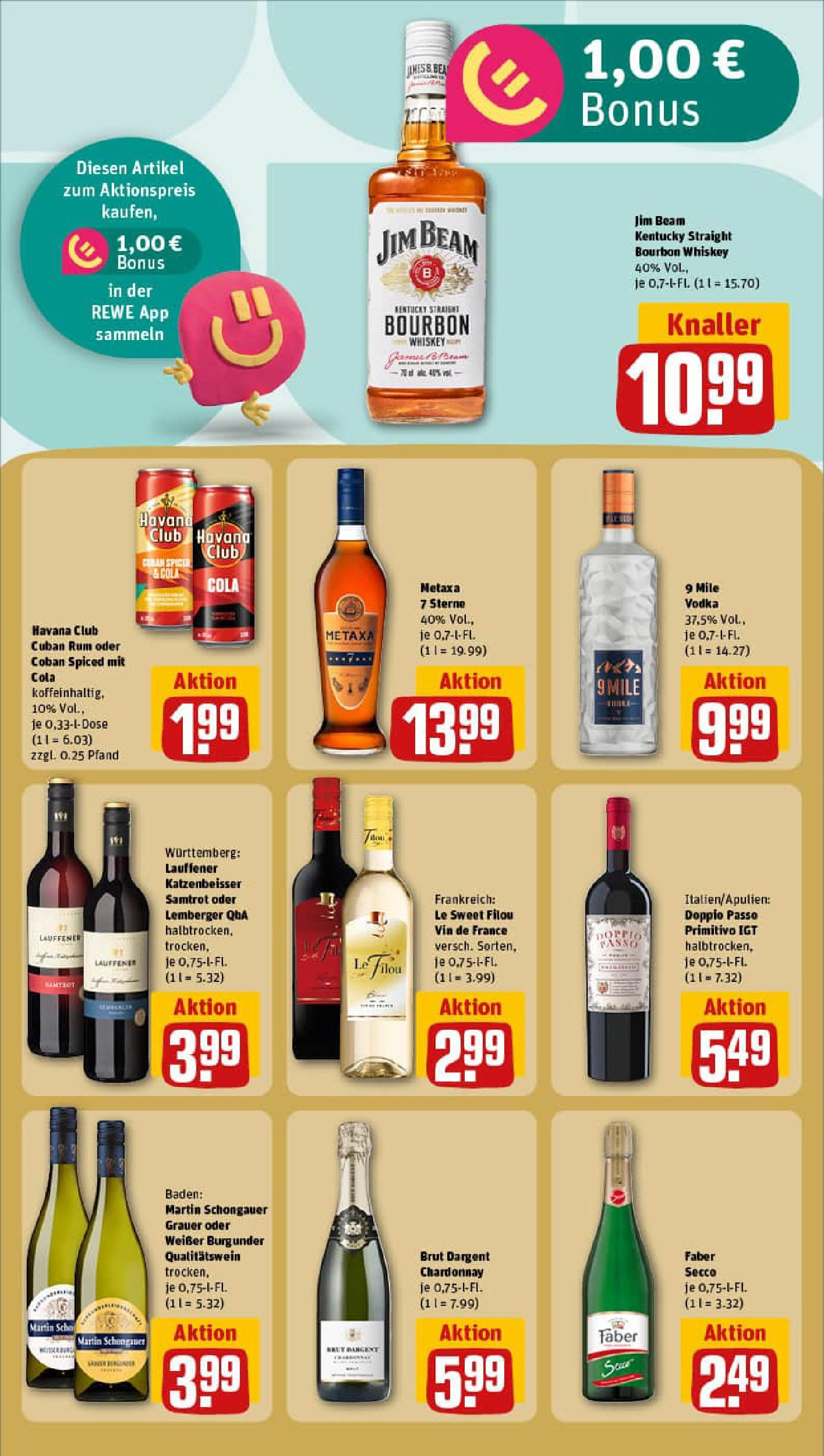 REWE Prospekt ab 22.06.2025 zum Blättern » Angebote | Seite: 19 | Produkte: Jim beam, Metaxa, Vodka, Whiskey