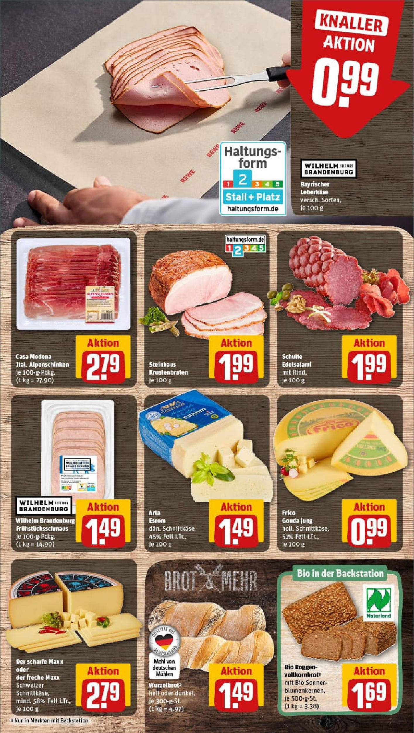 REWE Prospekt ab 22.06.2025 zum Blättern » Angebote | Seite: 9 | Produkte: Gouda, Krustenbraten, Brot, Leberkase