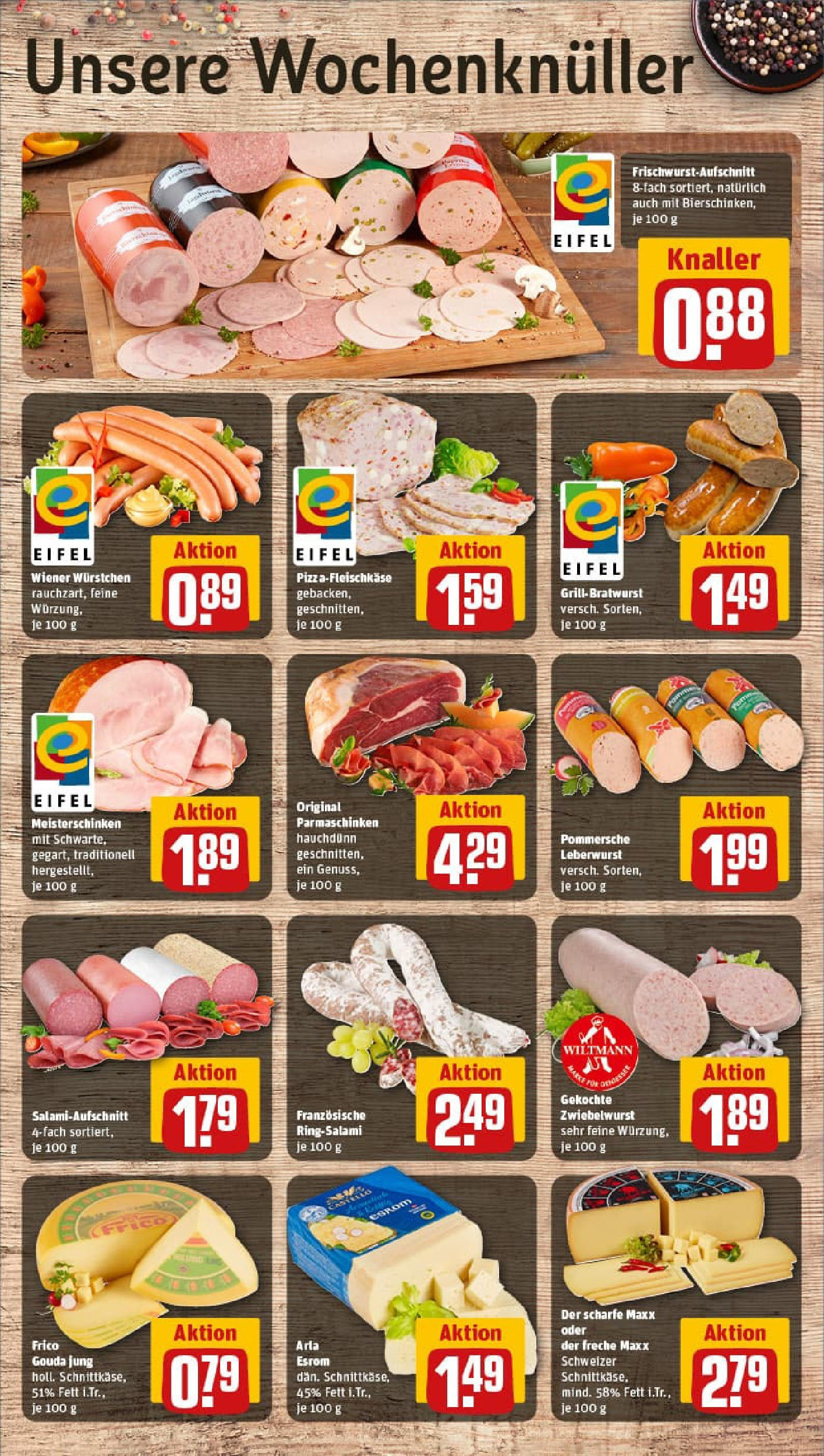 REWE Prospekt ab 22.06.2025 zum Blättern » Angebote | Seite: 9 | Produkte: Wiener wurstchen, Gouda, Bratwurst, Salami