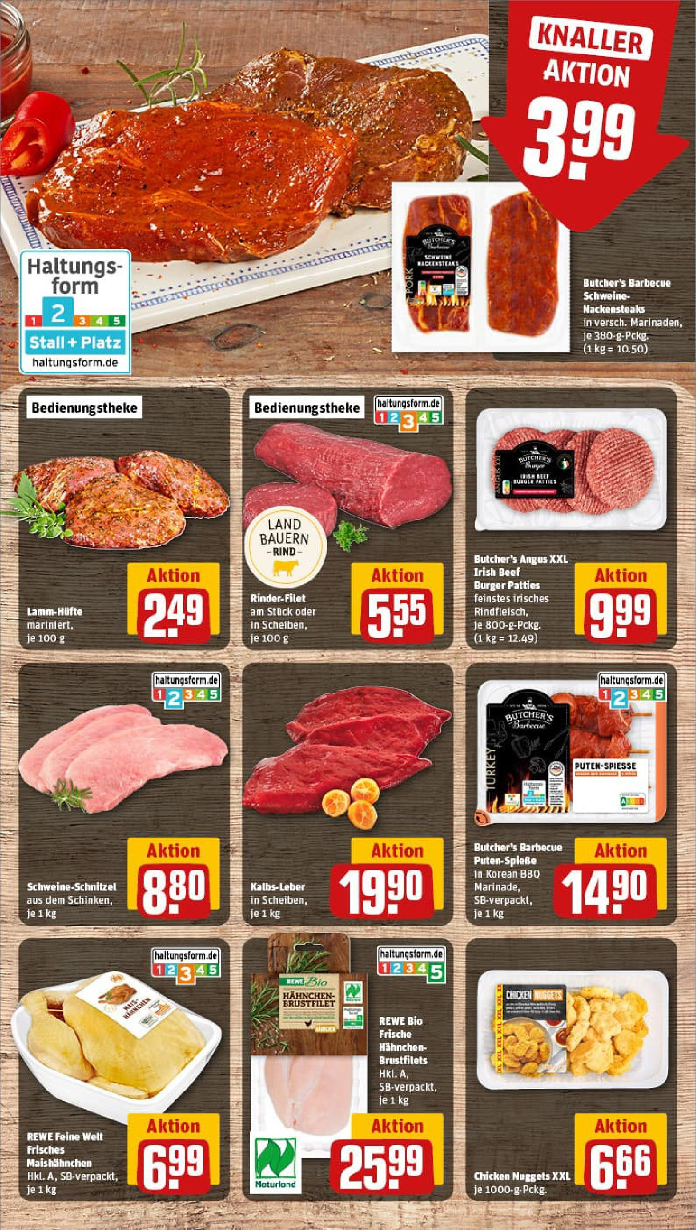 REWE Prospekt ab 22.06.2025 zum Blättern » Angebote | Seite: 8 | Produkte: Nackensteaks, Hahnchen, Rinderfilet, Kalbsleber