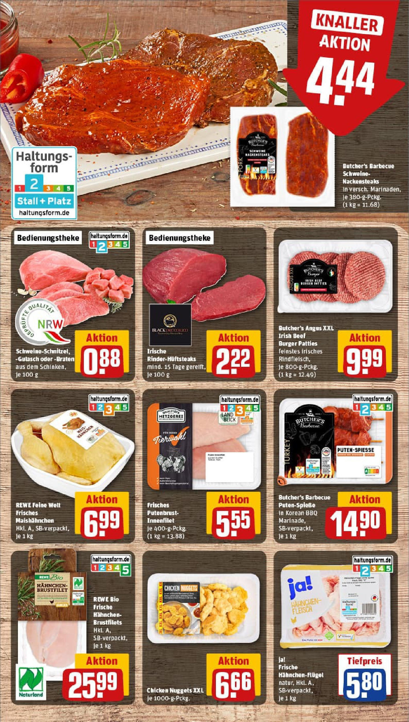 REWE Prospekt ab 22.06.2025 zum Blättern » Angebote | Seite: 8 | Produkte: Nackensteaks, Hahnchen, Gulasch, Fleisch