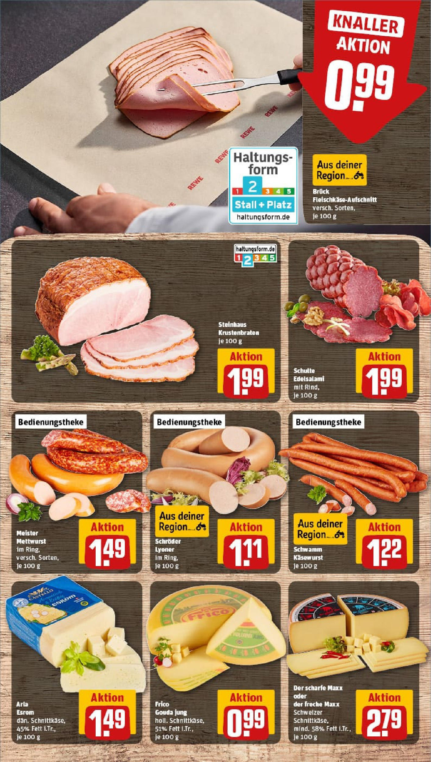REWE Prospekt ab 22.06.2025 zum Blättern » Angebote | Seite: 9 | Produkte: Gouda, Krustenbraten, Salami