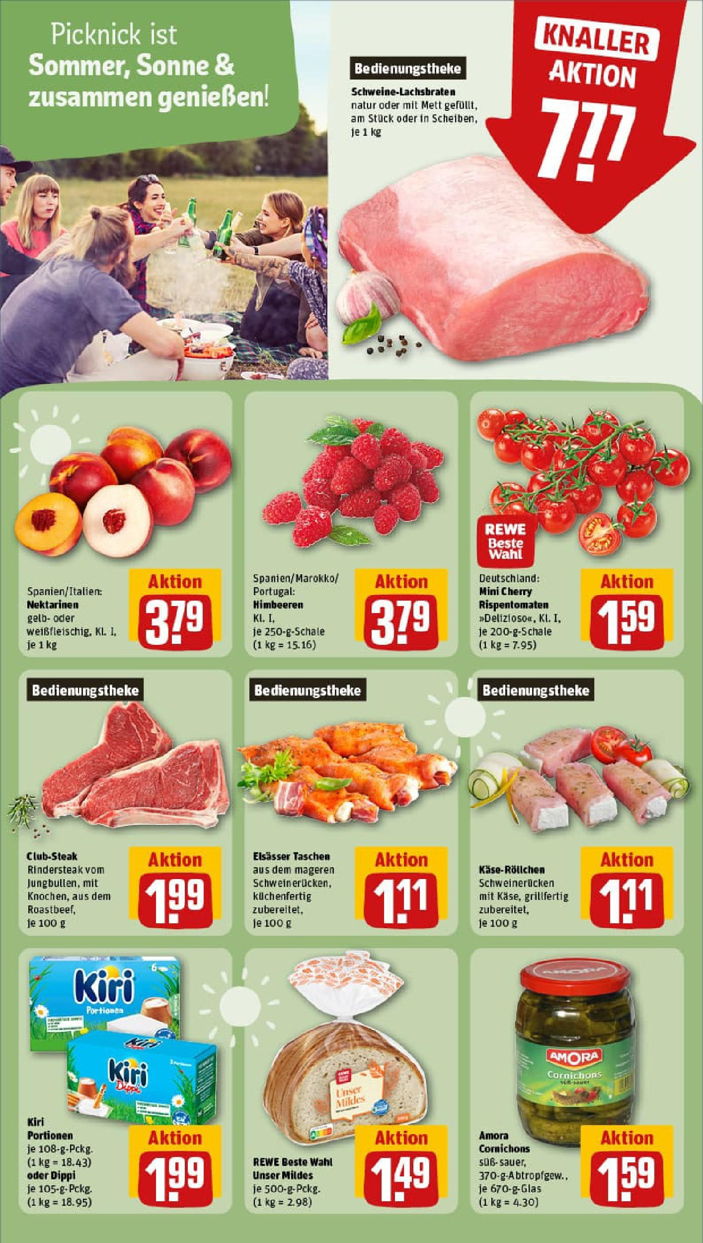 REWE Prospekt ab 22.06.2025 zum Blättern » Angebote | Seite: 14 | Produkte: Himbeeren, Nektarinen, Schweinerucken, Steak