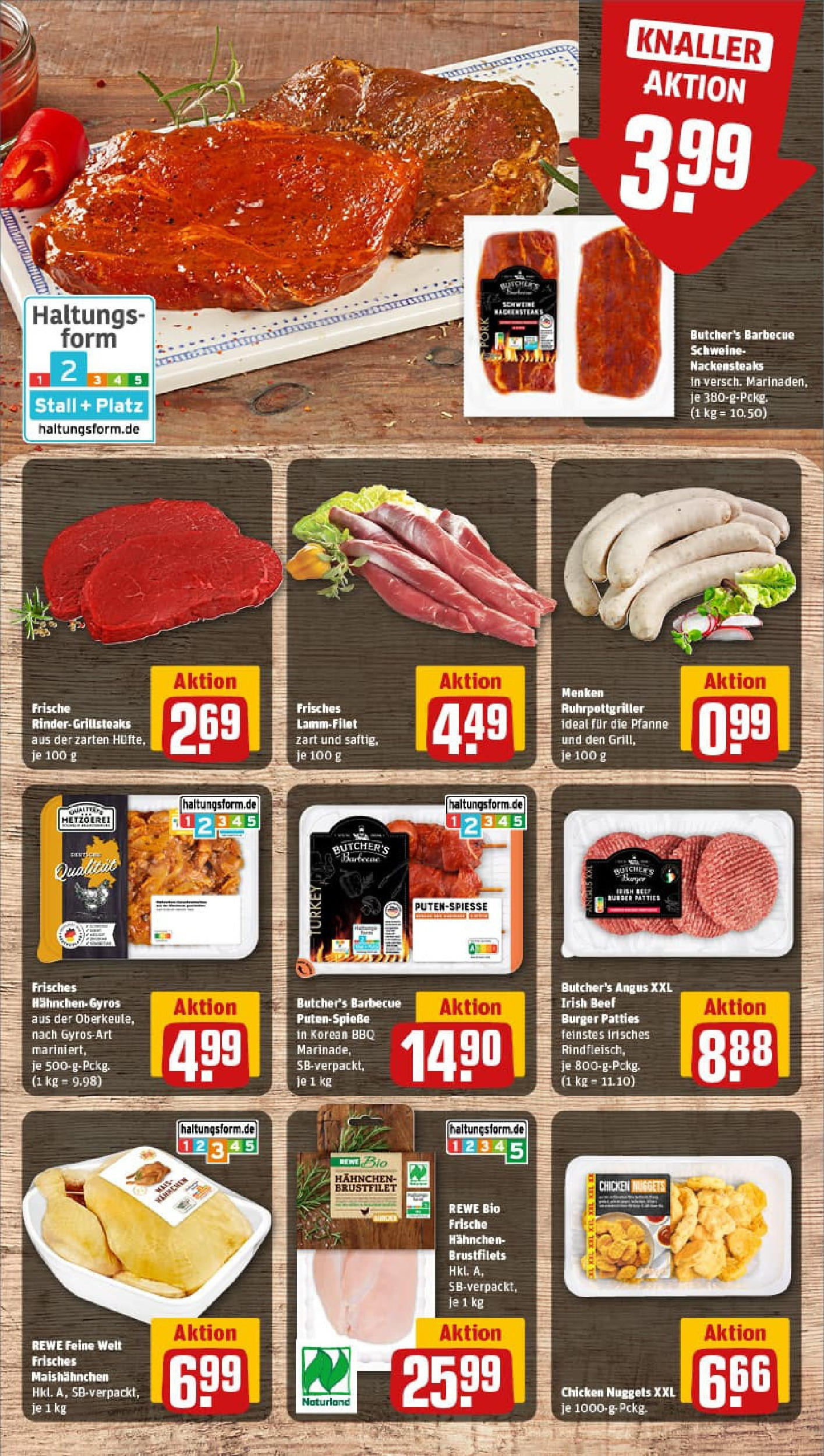 REWE Prospekt ab 22.06.2025 zum Blättern » Angebote | Seite: 8 | Produkte: Nackensteaks, Hahnchen, Burger, Gyros