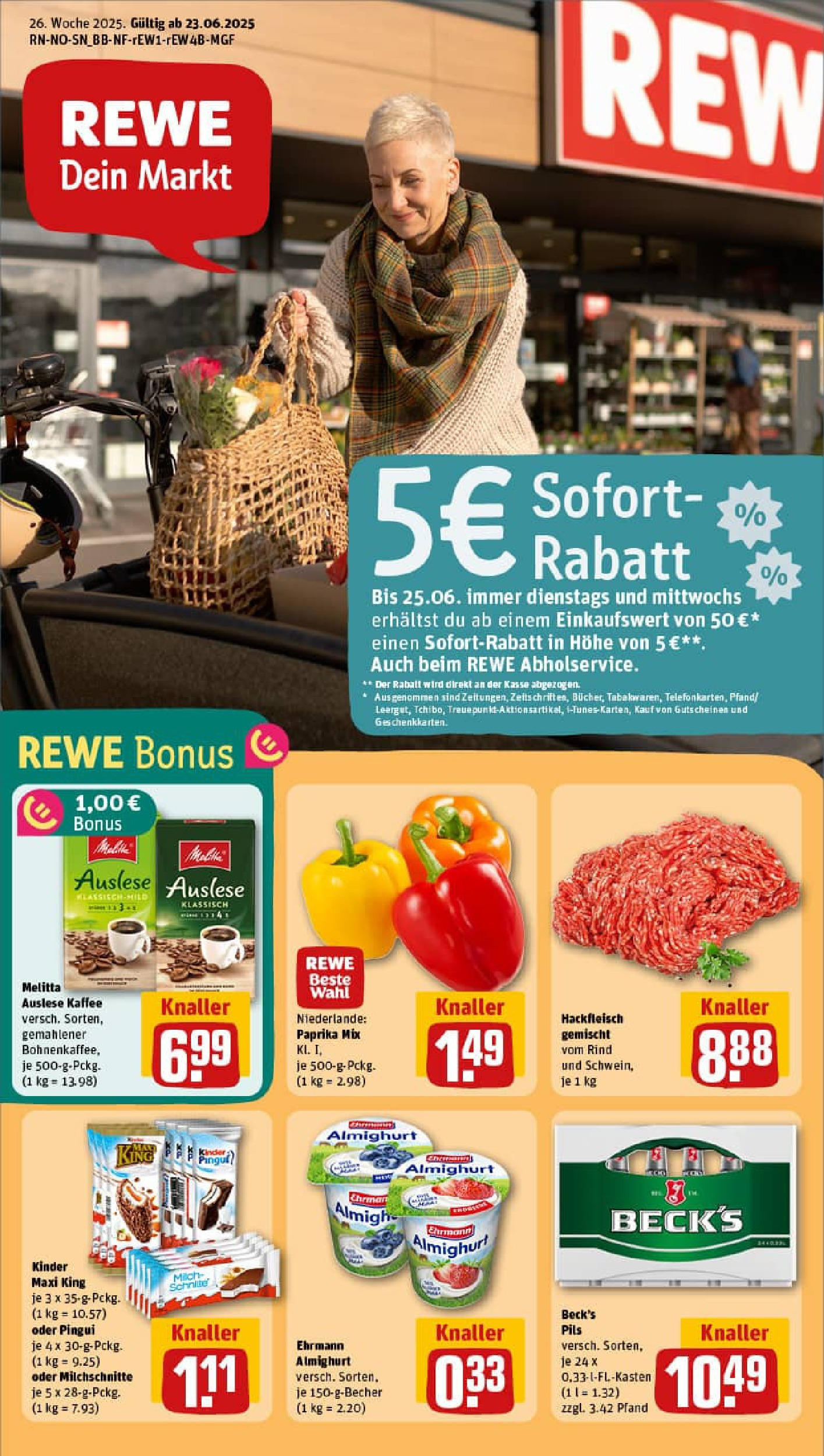 REWE Prospekt ab 22.06.2025 nächste Woche - Prospekt Springe/Bennigsen Vorschau von dem Prospekt des Geschäftes Rewe, gültig ab dem 22.06.2025