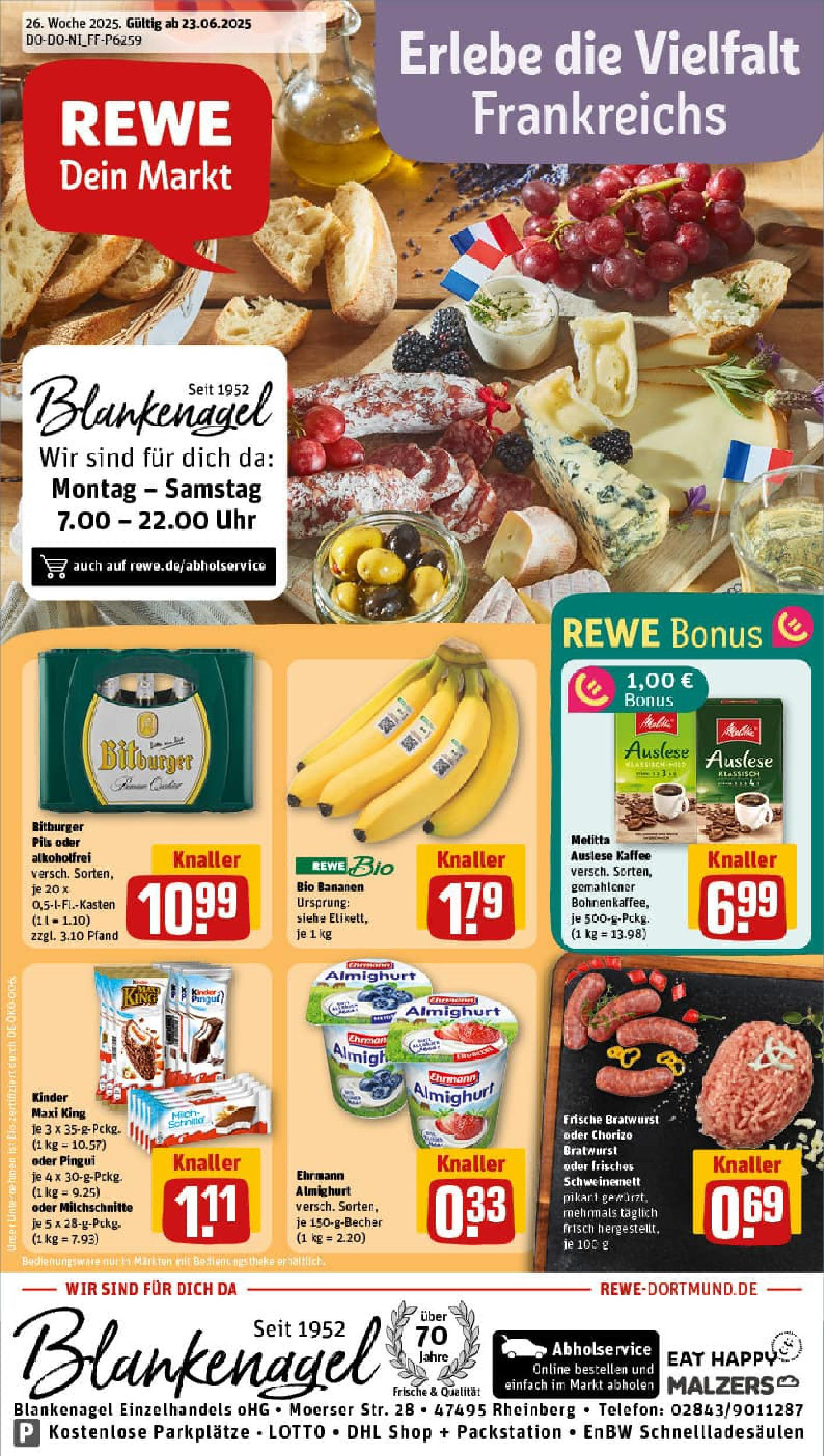 REWE Prospekt ab 22.06.2025 zum Blättern » Angebote | Seite: 2 | Produkte: Bitburger, Melitta, Theke, Pils