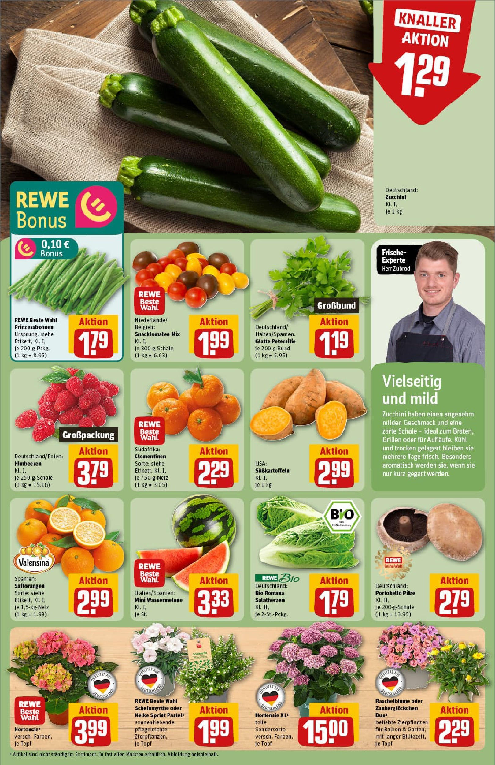 REWE Prospekt ab 22.06.2025 zum Blättern » Angebote | Seite: 7 | Produkte: Himbeeren, Valensina, Wassermelone, Zucchini