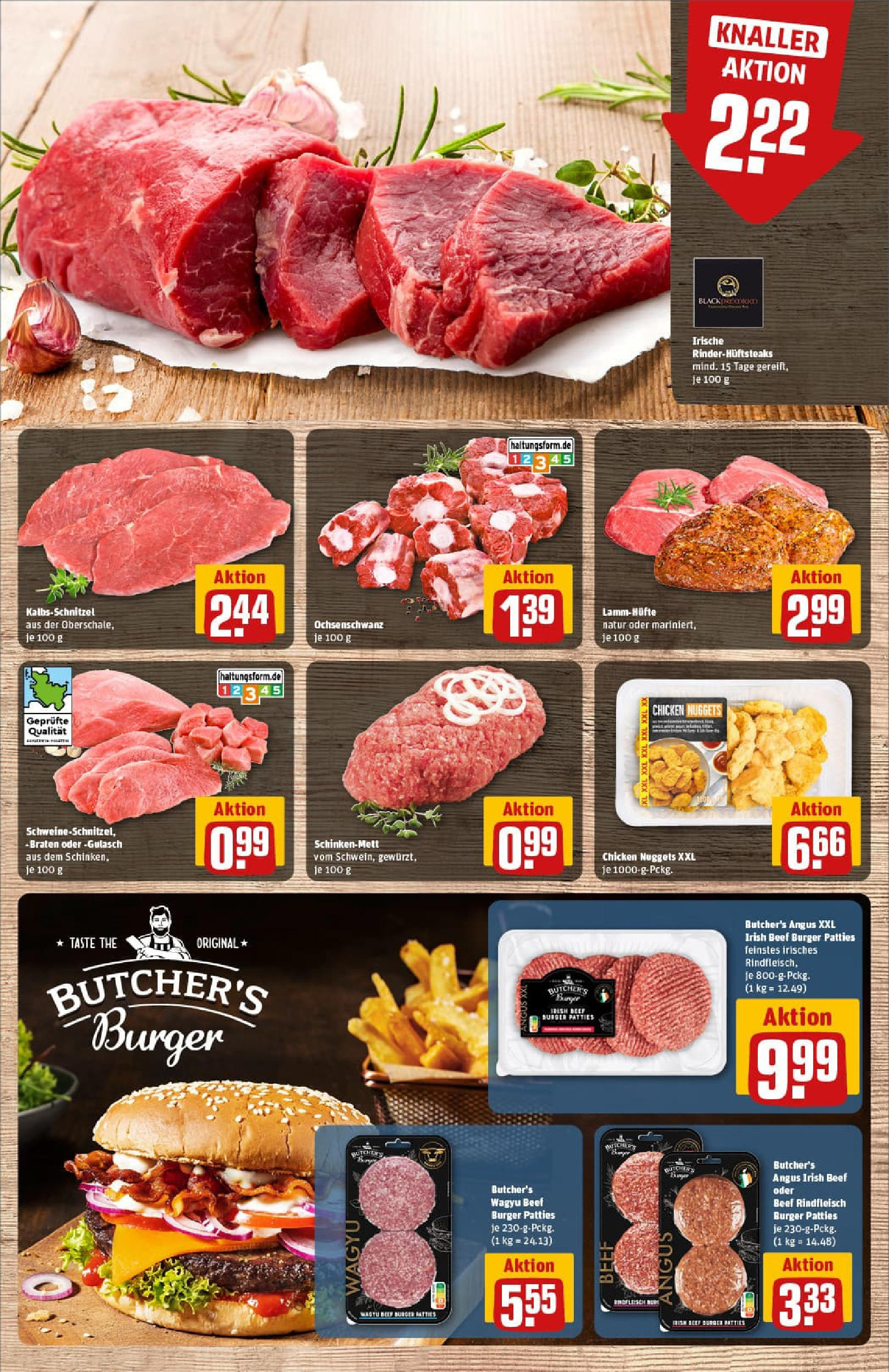 REWE Prospekt ab 22.06.2025 zum Blättern » Angebote | Seite: 9 | Produkte: Burger, Gulasch, Rindfleisch, Steak