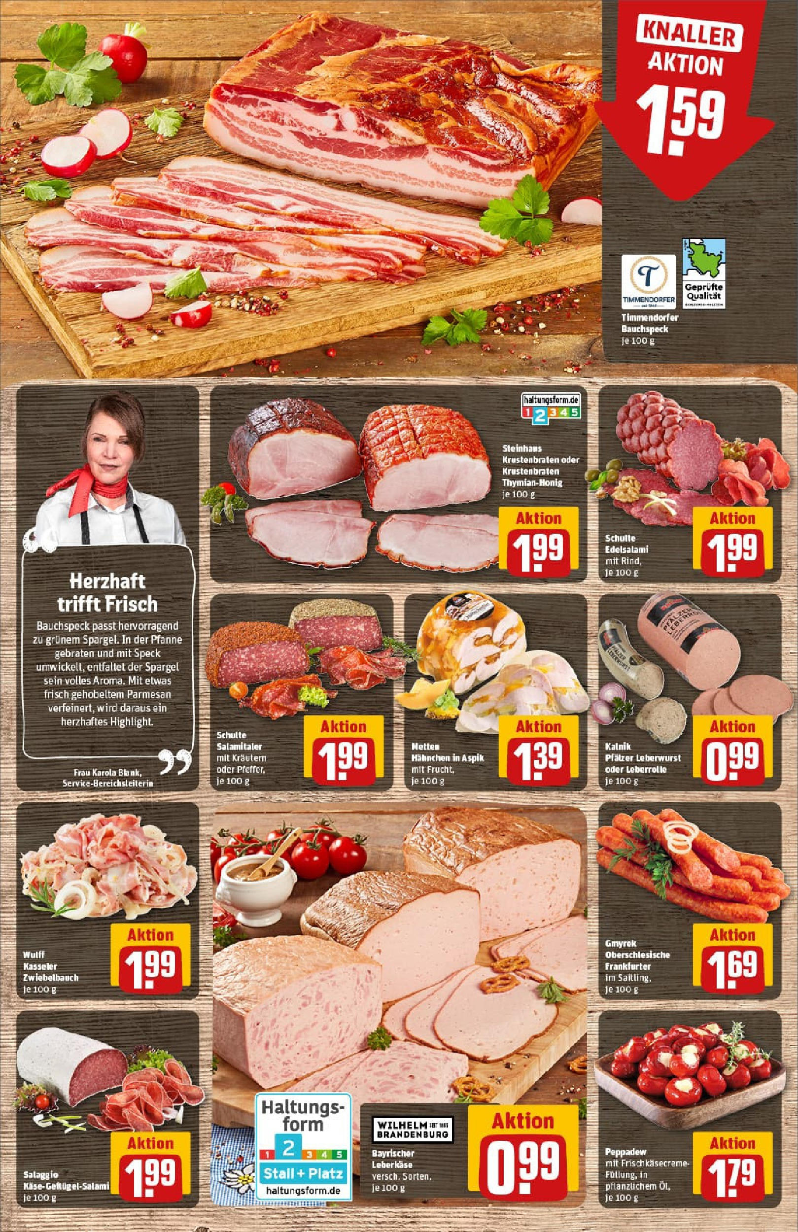 REWE Prospekt ab 22.06.2025 zum Blättern » Angebote | Seite: 10 | Produkte: Hahnchen, Krustenbraten, Spargel, Leberkase
