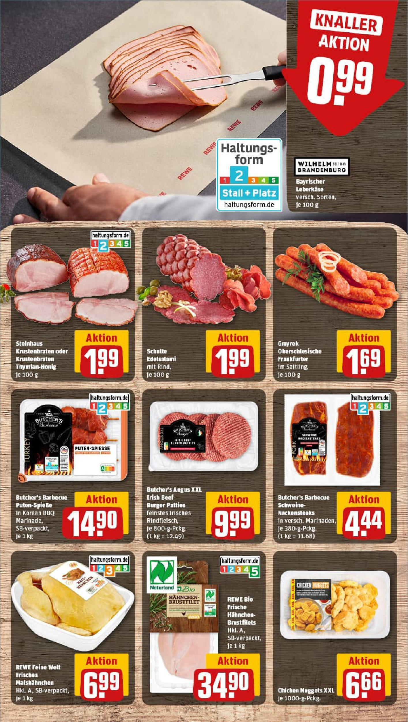 REWE Prospekt ab 22.06.2025 zum Blättern » Angebote | Seite: 6 | Produkte: Nackensteaks, Hahnchen, Burger, Krustenbraten