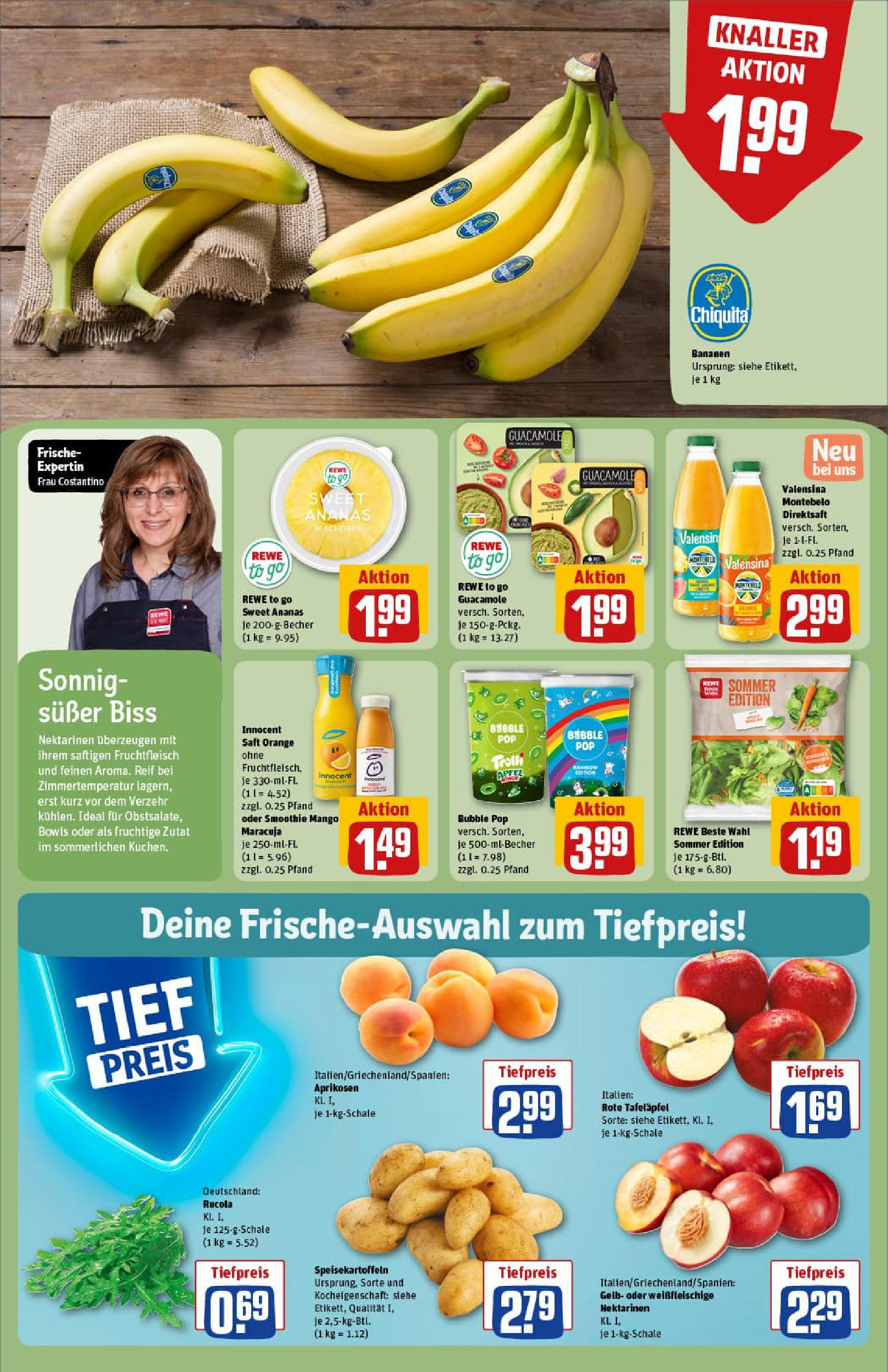 REWE Prospekt ab 22.06.2025 zum Blättern » Angebote | Seite: 6 | Produkte: Nektarinen, Äpfel, Bananen, Ananas