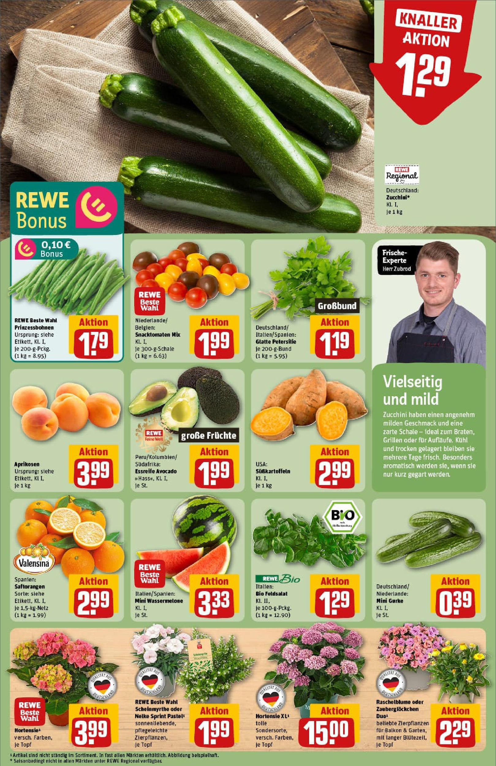 REWE Prospekt ab 22.06.2025 zum Blättern » Angebote | Seite: 7 | Produkte: Hortensie, Avocado, Wassermelone, Zucchini