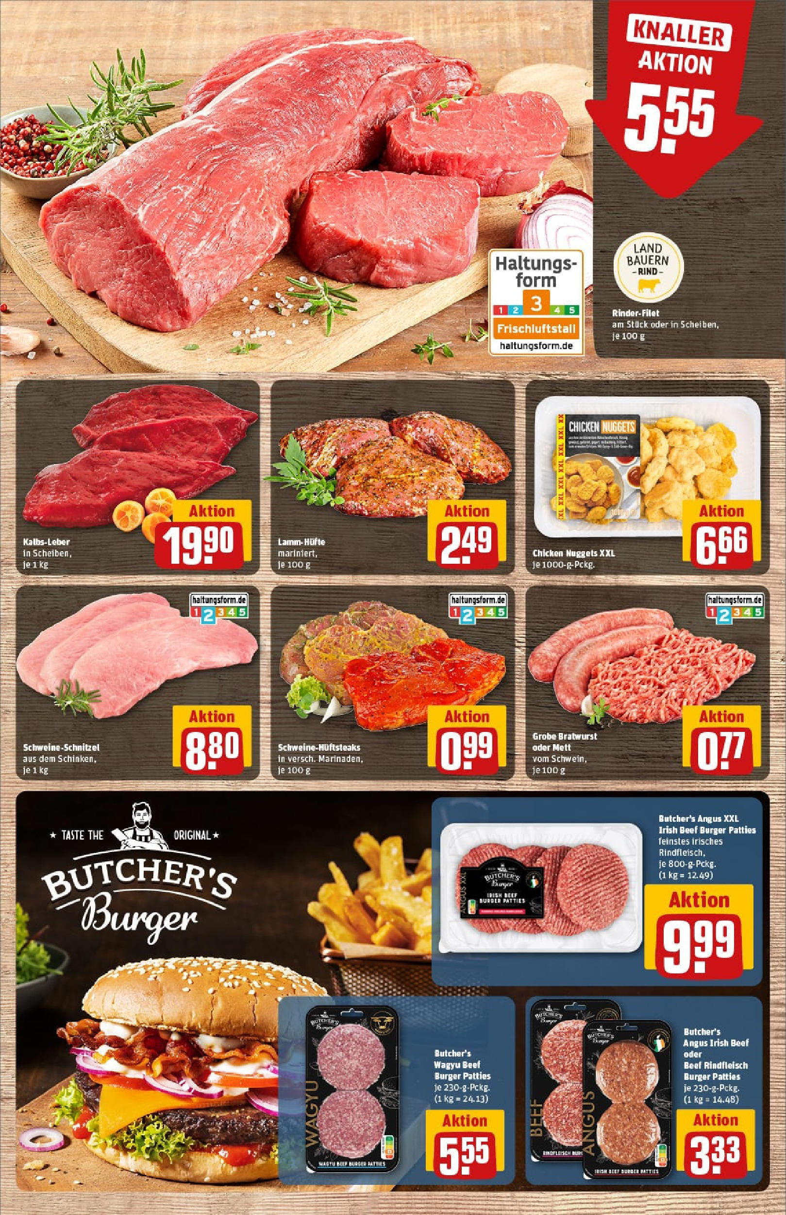 REWE Prospekt ab 22.06.2025 zum Blättern » Angebote | Seite: 9 | Produkte: Bratwurst, Burger, Rindfleisch, Steak