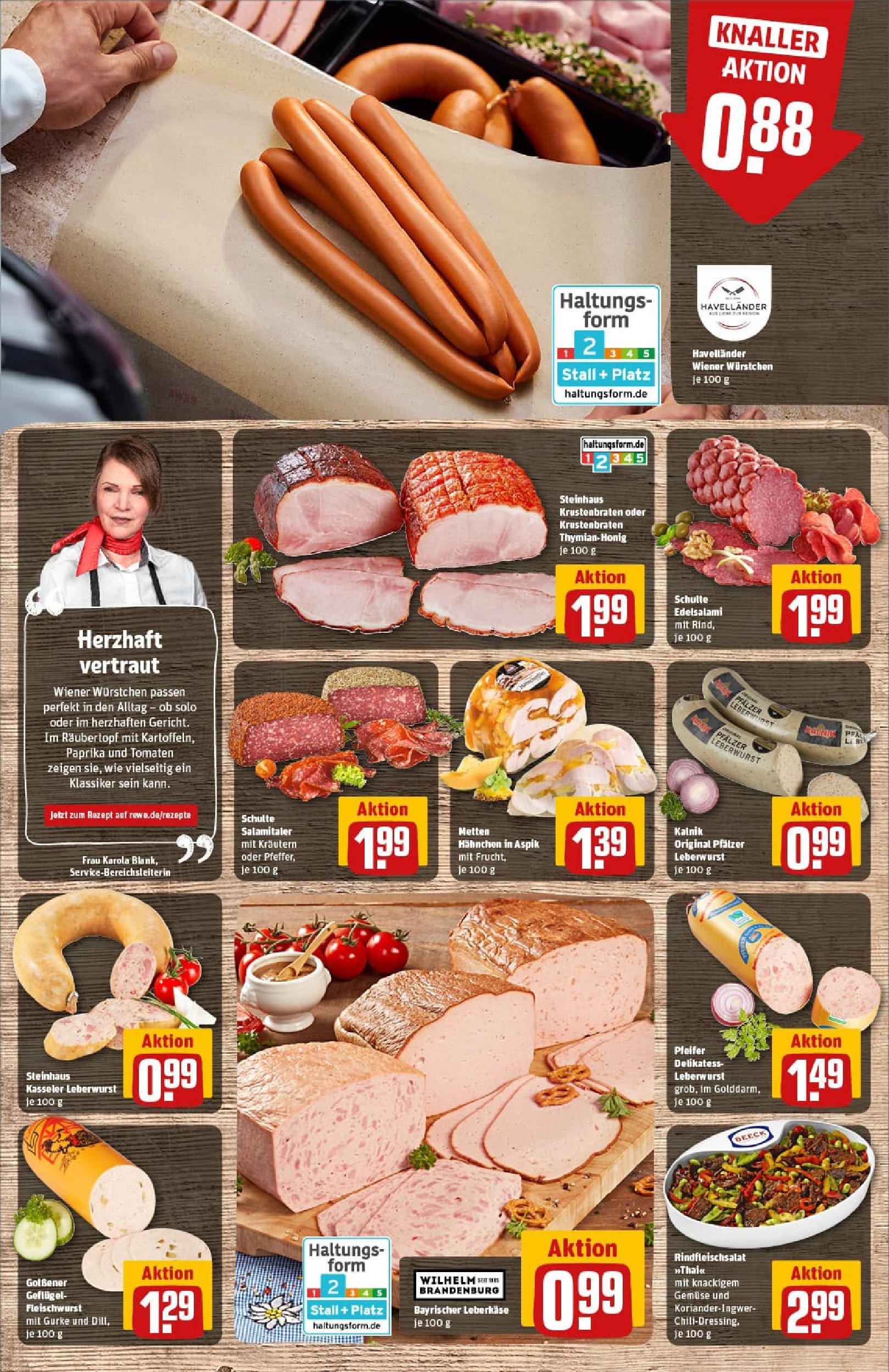 REWE Prospekt ab 22.06.2025 zum Blättern » Angebote | Seite: 10 | Produkte: Hahnchen, Krustenbraten, Gemüse, Salami