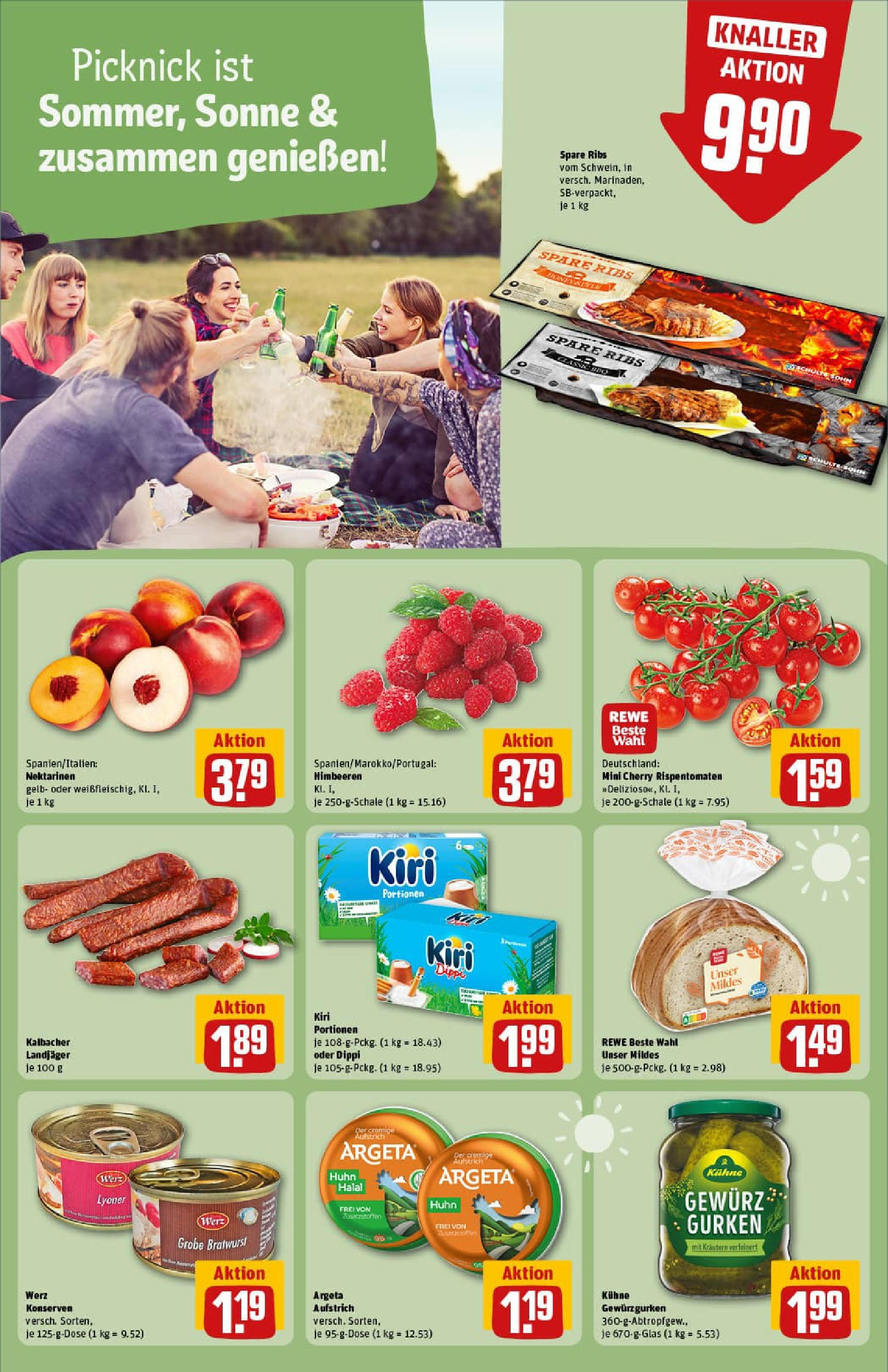 REWE Prospekt ab 22.06.2025 zum Blättern » Angebote | Seite: 18 | Produkte: Nektarinen, Bratwurst, Spare ribs, Gurken