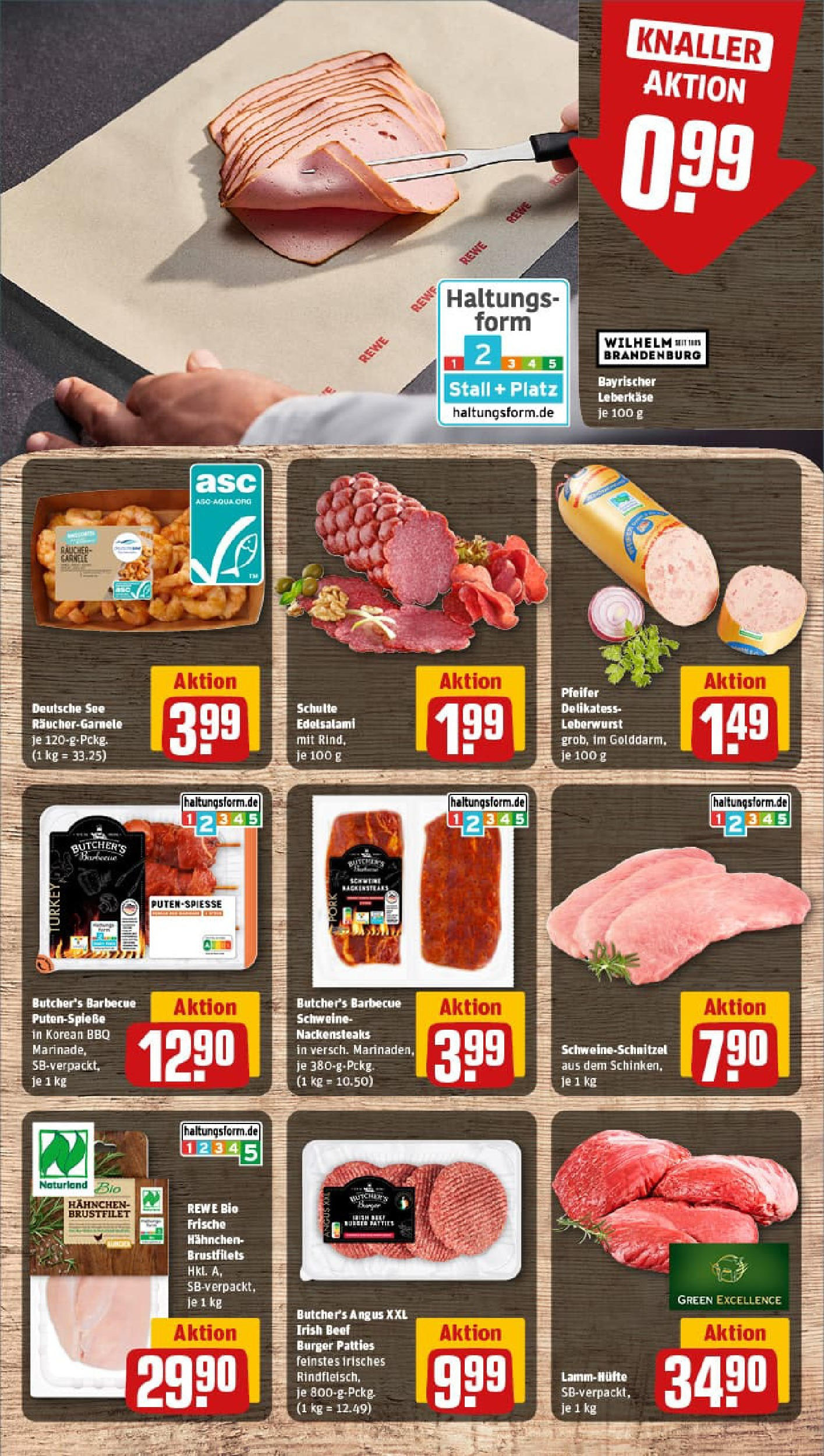 REWE Prospekt ab 22.06.2025 zum Blättern » Angebote | Seite: 6 | Produkte: Nackensteaks, Hahnchen, Salami, Leberkase