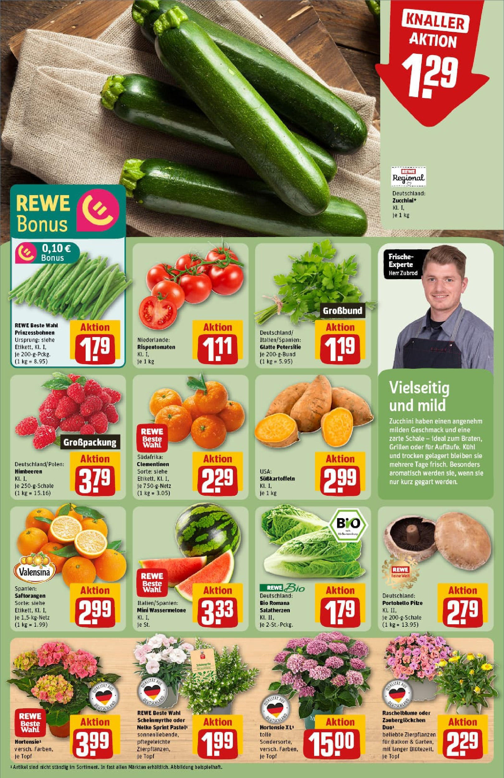 REWE Prospekt ab 22.06.2025 zum Blättern » Angebote | Seite: 7 | Produkte: Himbeeren, Hortensie, Valensina, Wassermelone