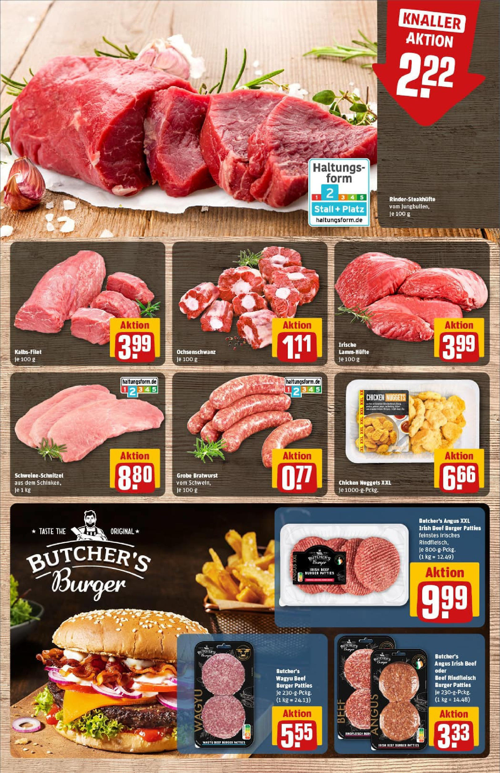 REWE Prospekt ab 22.06.2025 zum Blättern » Angebote | Seite: 9 | Produkte: Burger, Schnitzel, Rindfleisch, Steak