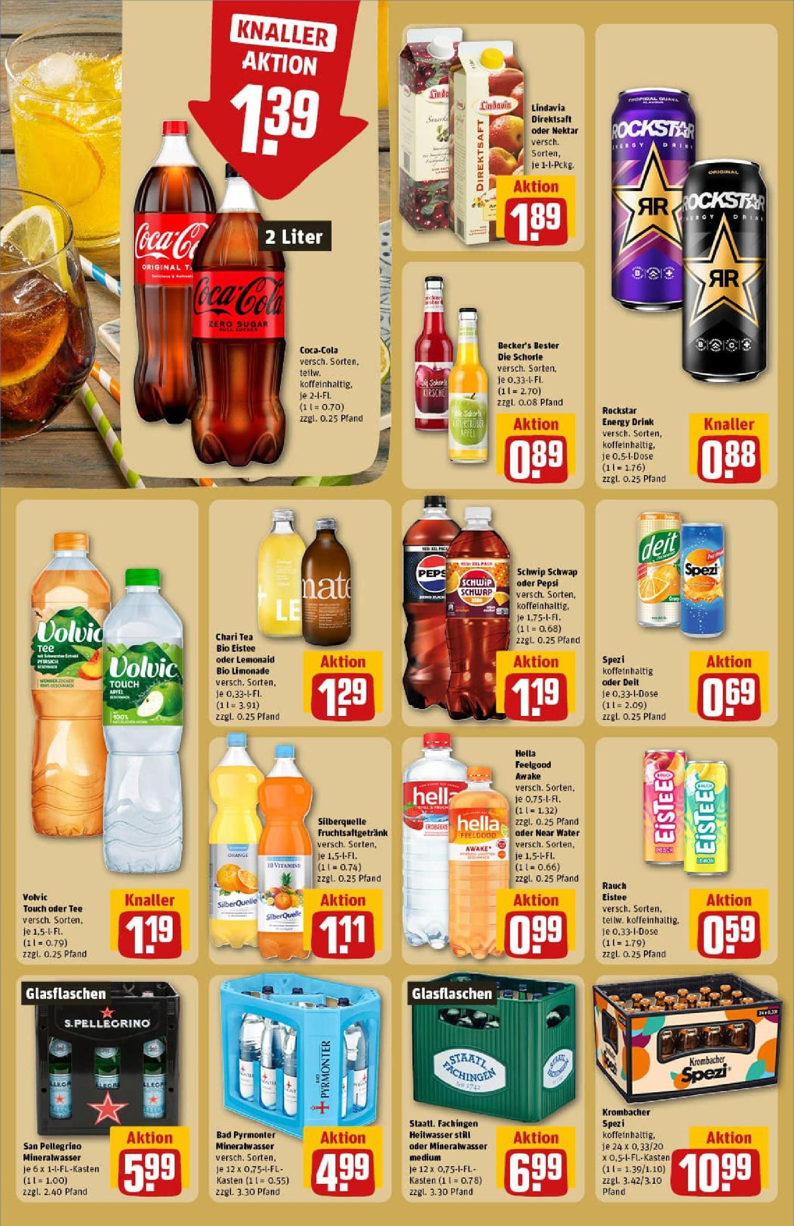 REWE Prospekt ab 22.06.2025 zum Blättern » Angebote | Seite: 16 | Produkte: Rockstar, Mineralwasser, Hella, Pfirsich