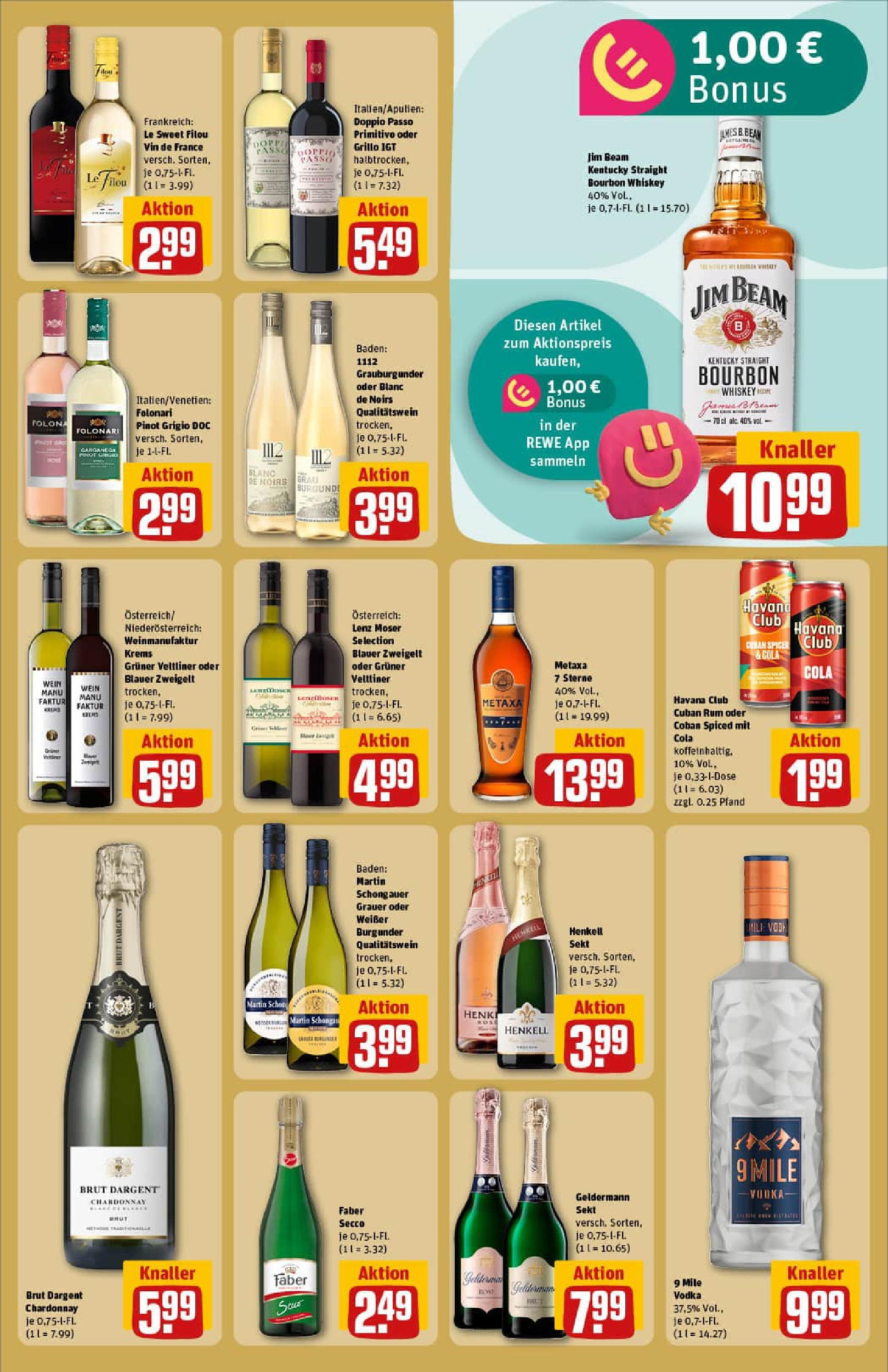 REWE Prospekt ab 22.06.2025 zum Blättern » Angebote | Seite: 15 | Produkte: Rum, Metaxa, Doppio Passo, Whiskey