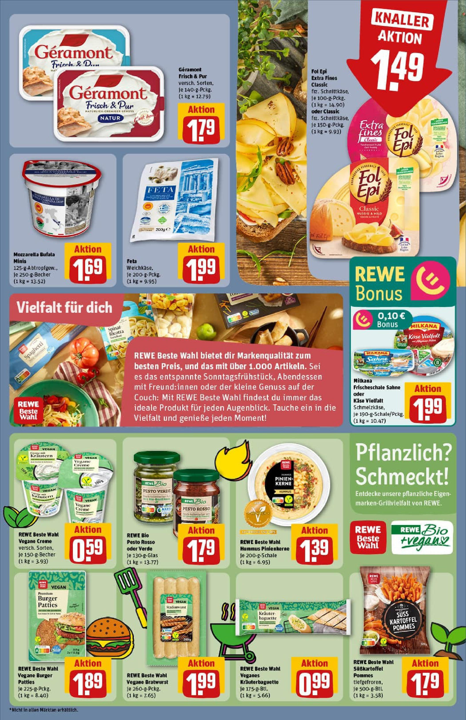 REWE Prospekt ab 22.06.2025 zum Blättern » Angebote | Seite: 13 | Produkte: Geramont, Feta, Käse, Burger